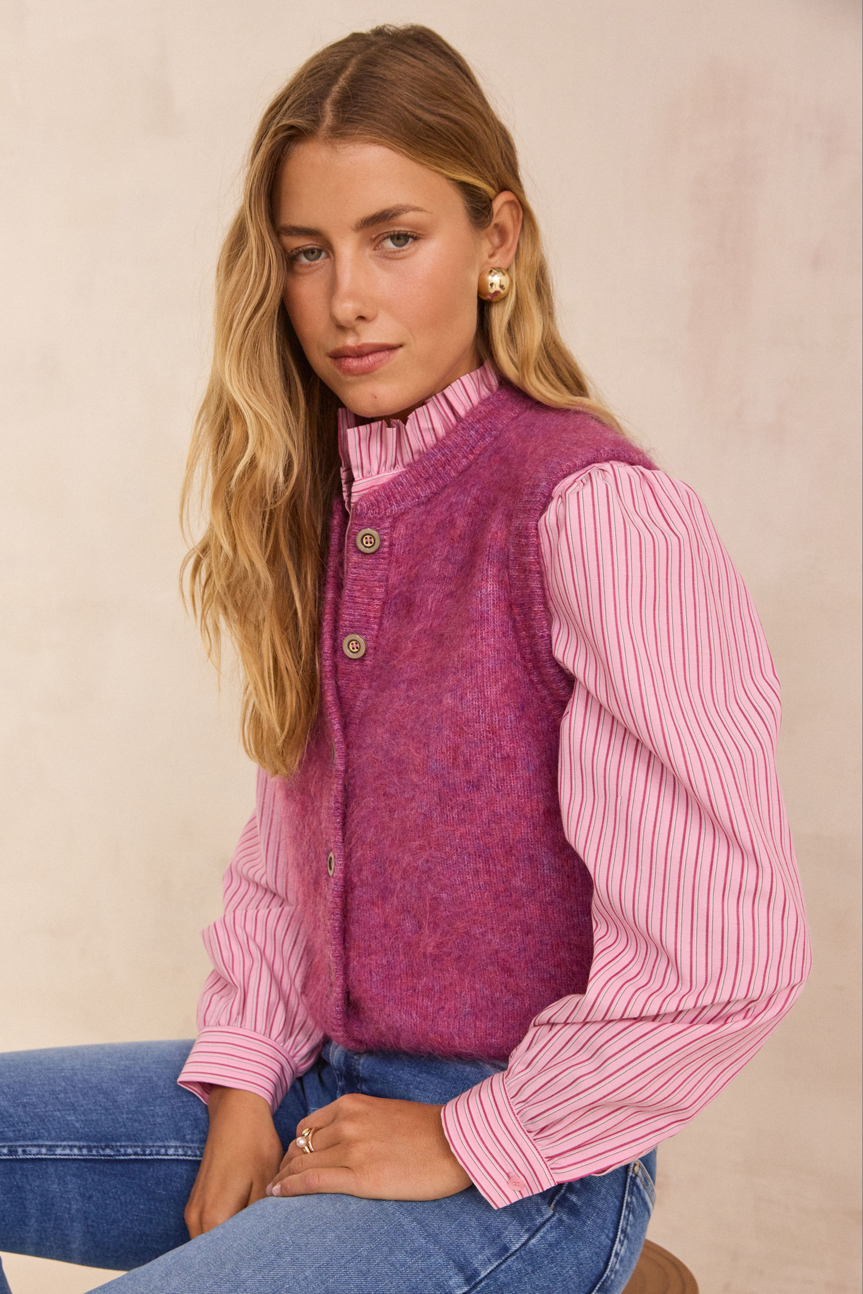 LOULOU sleeveless mohair cardigan