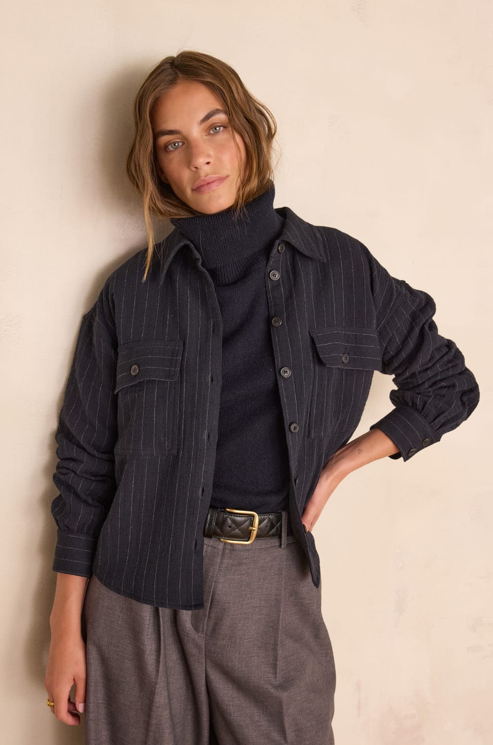 CLARA Striped Cotton Blouse