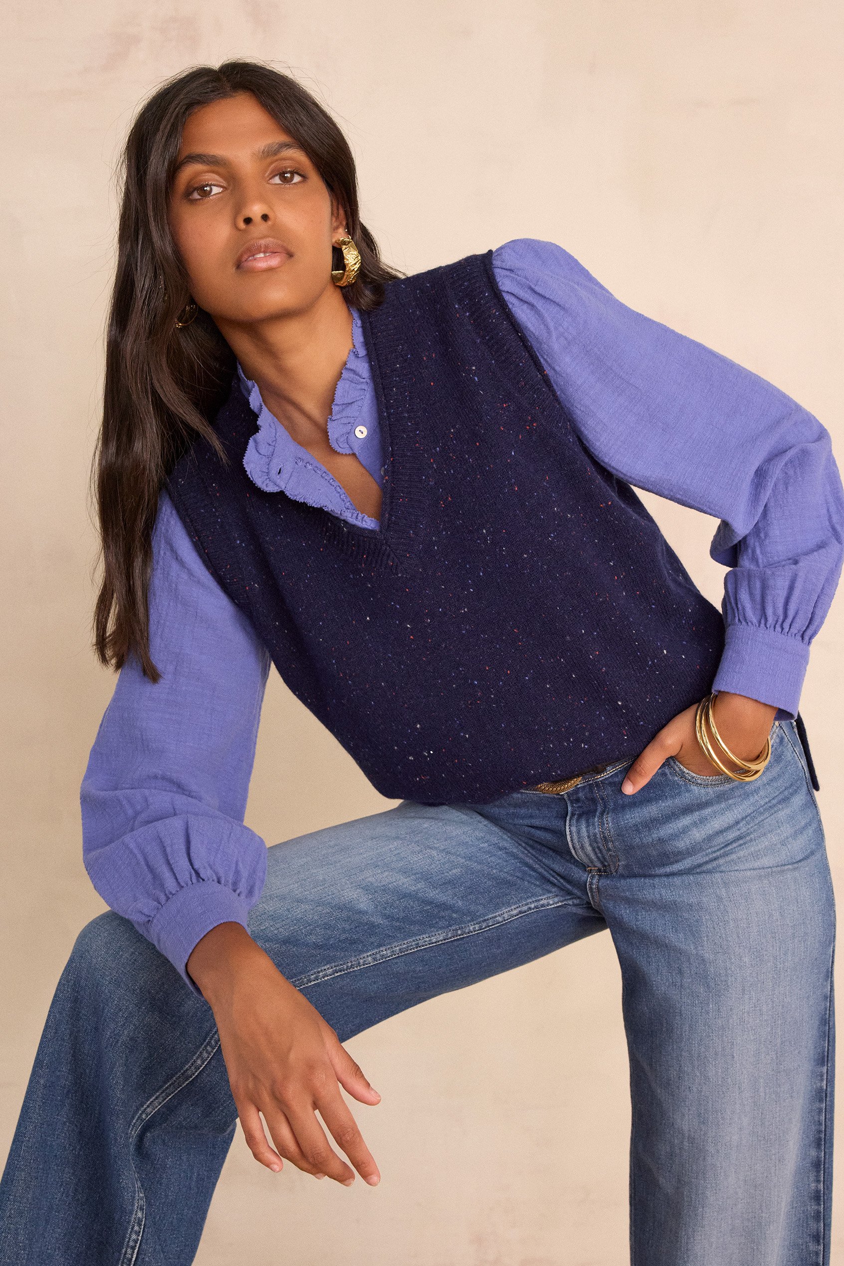 BASILE sleeveless jumper in 100% wool