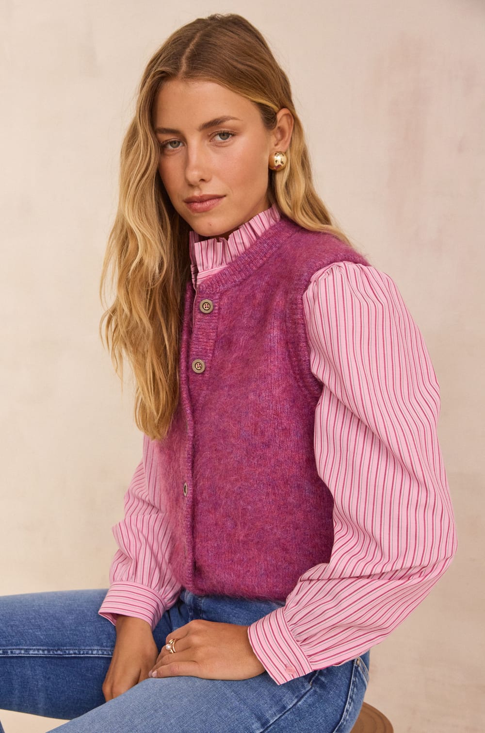 LOULOU sleeveless mohair cardigan