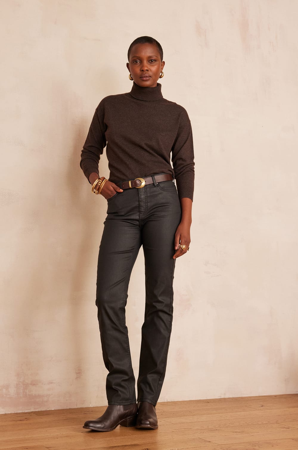 ANETTE coated slim jeans in cotton