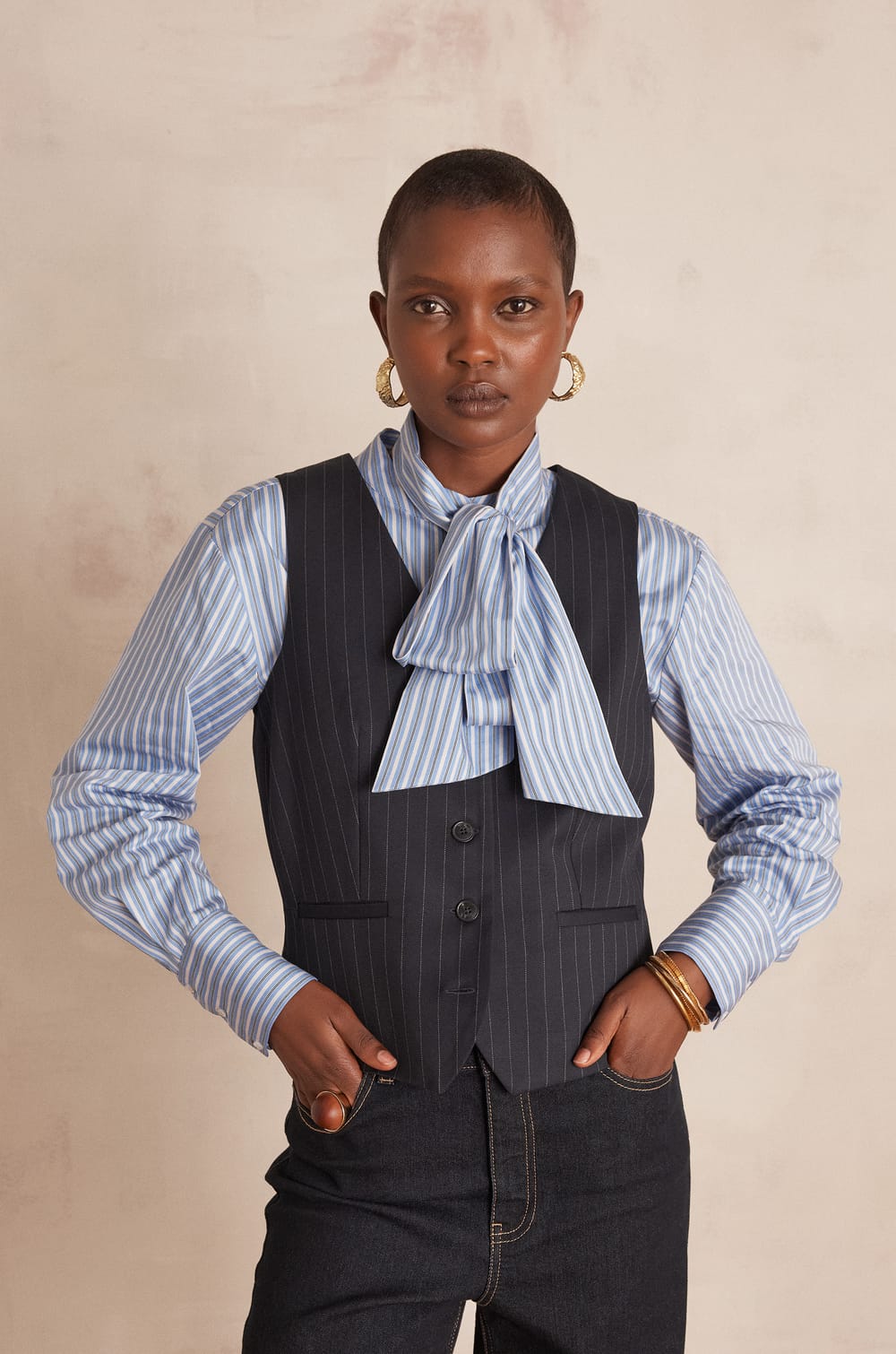 ABEL sleeveless tailored striped waistcoat