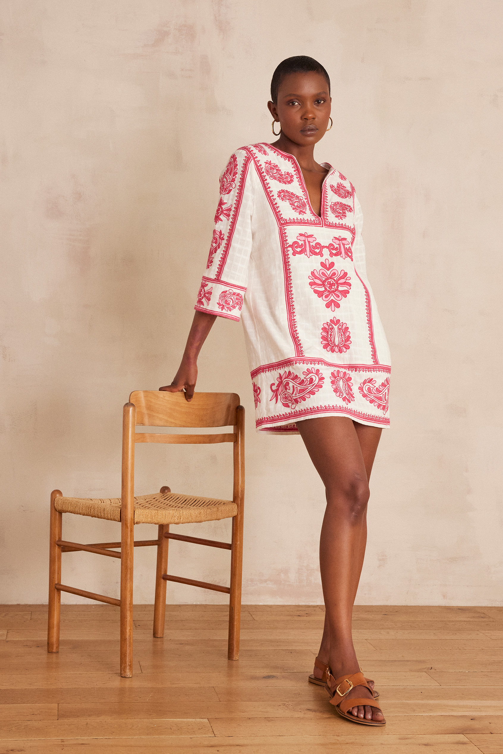 MARGUERITE Dress in embroidered cotton
