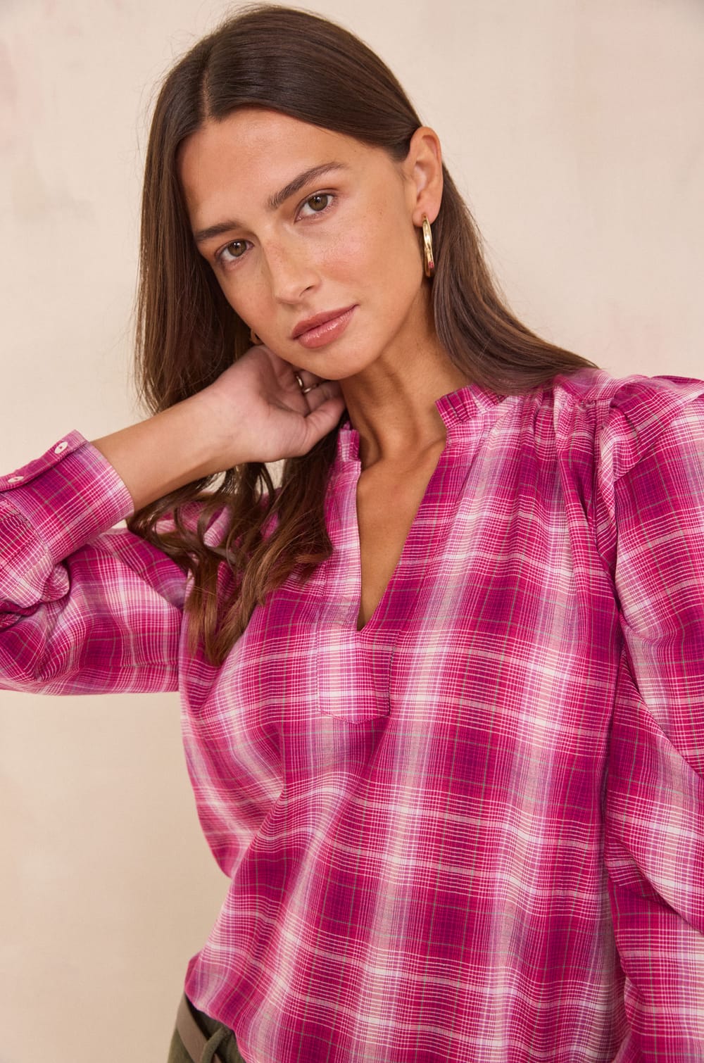 Checkered blouse in 100% cotton DINA