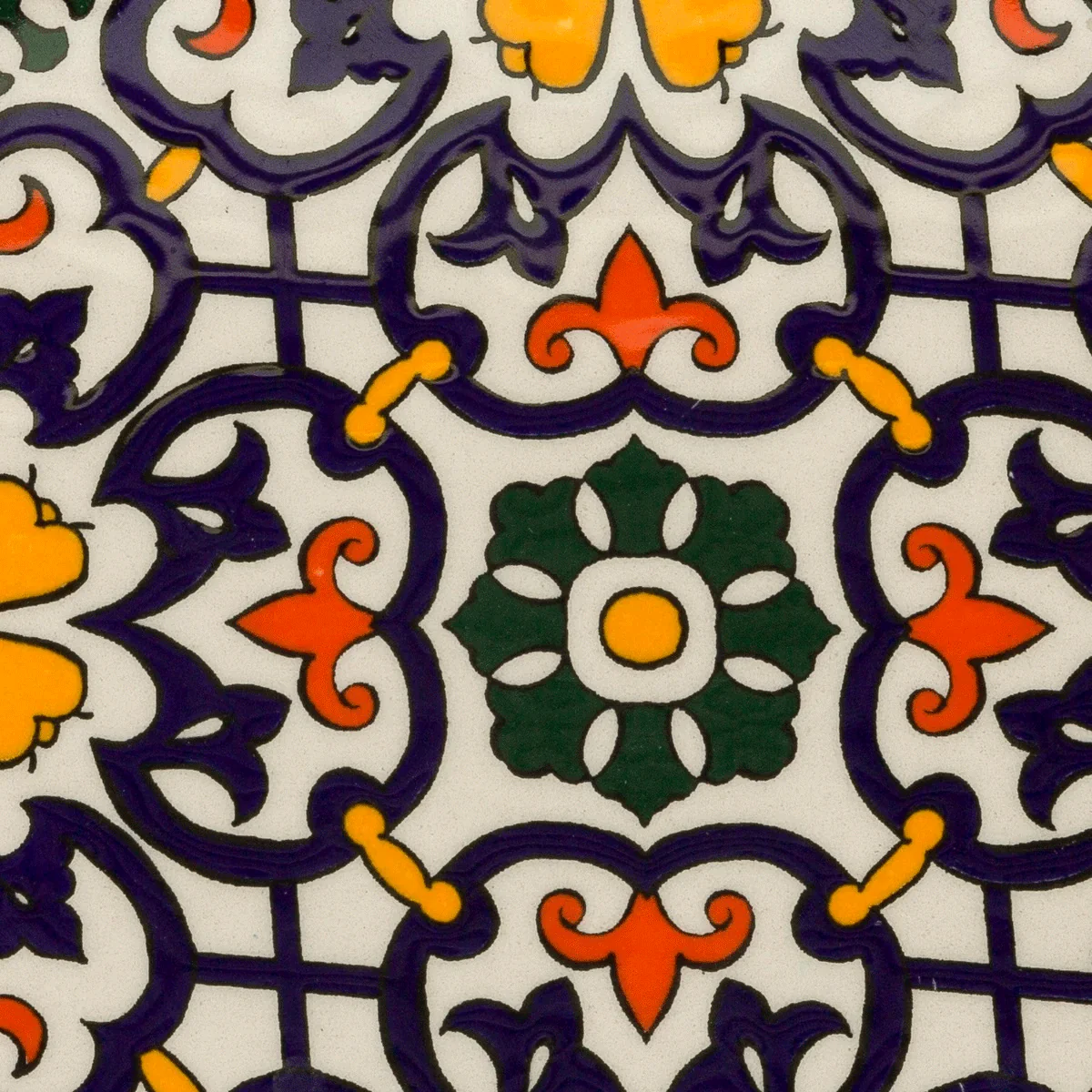 Dessous De Plat Rond en Céramique - Orange et Bleu