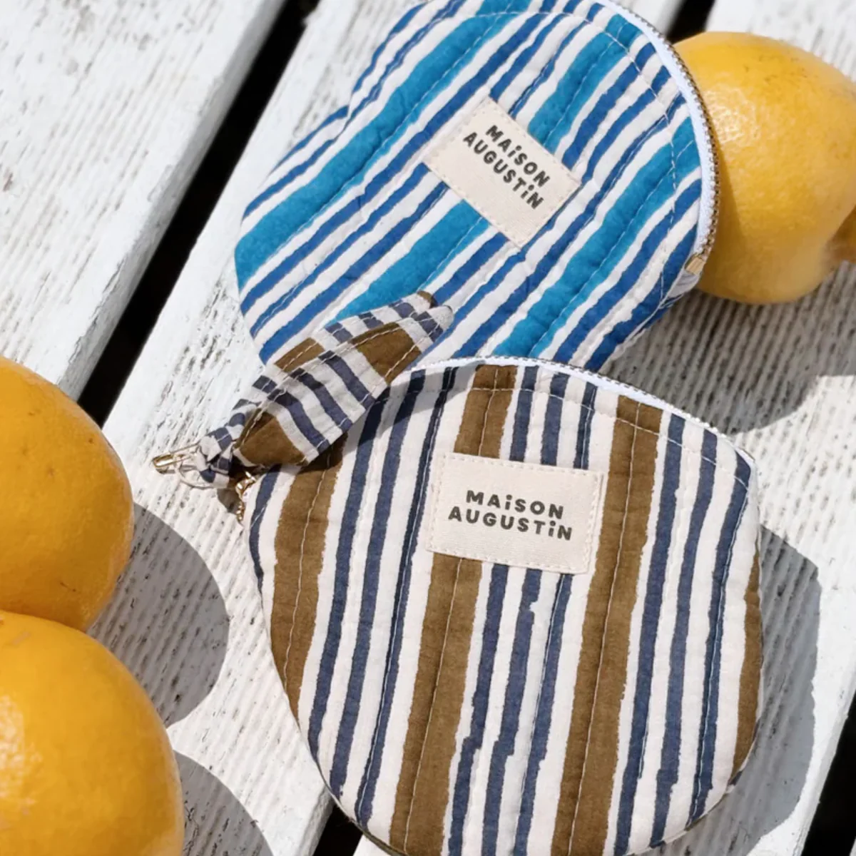 Porte-monnaie rayé Bleu