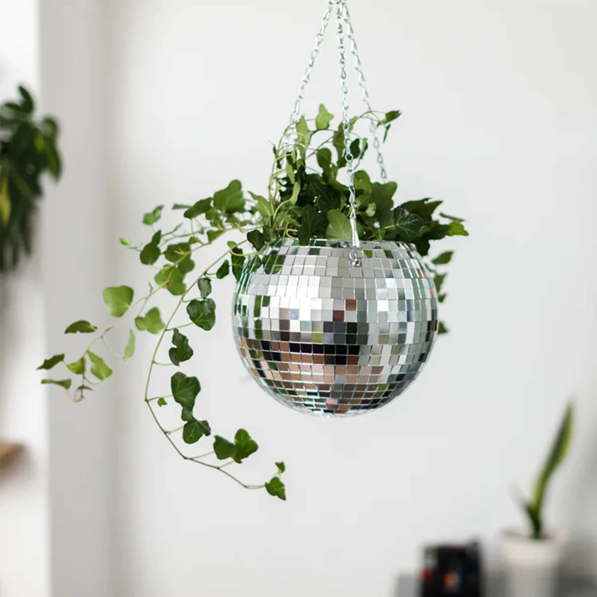 Jardinière suspendue Disco Ball - Argent