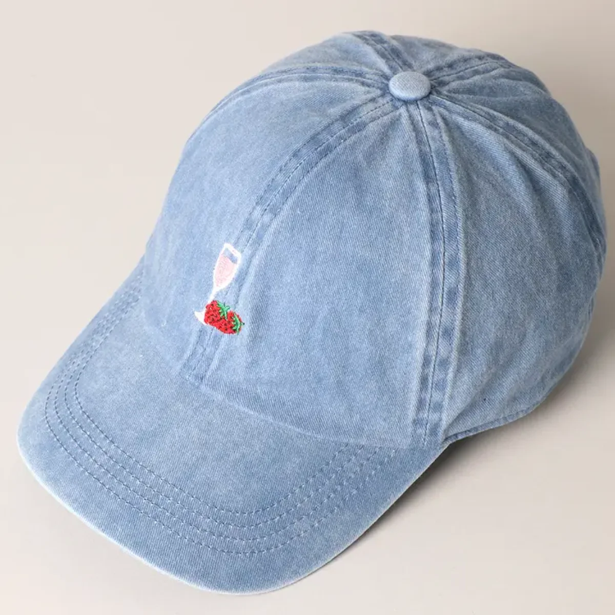 Casquette Broderie Verre de vin et Fraises