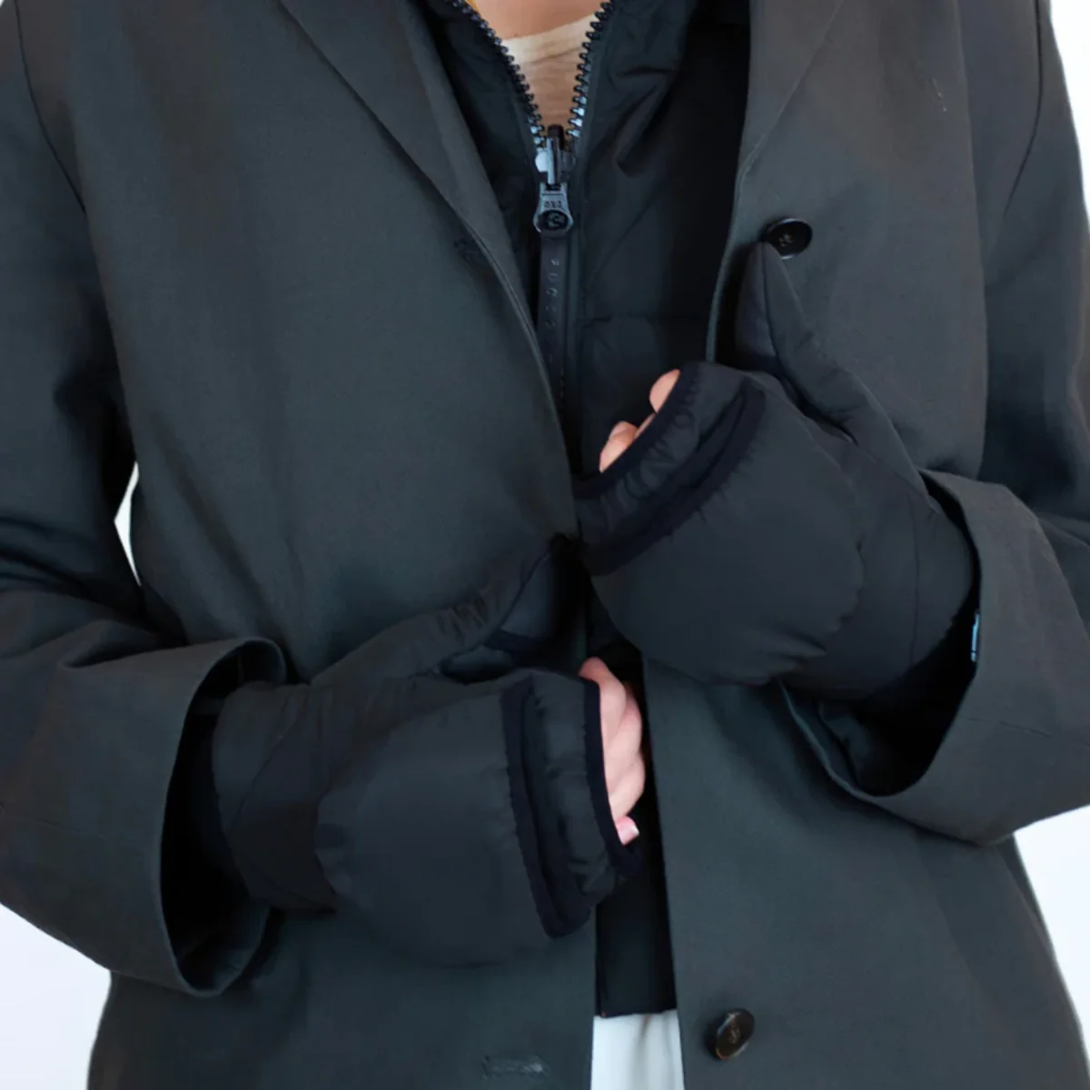 Moufles convertibles mitaines noir mat