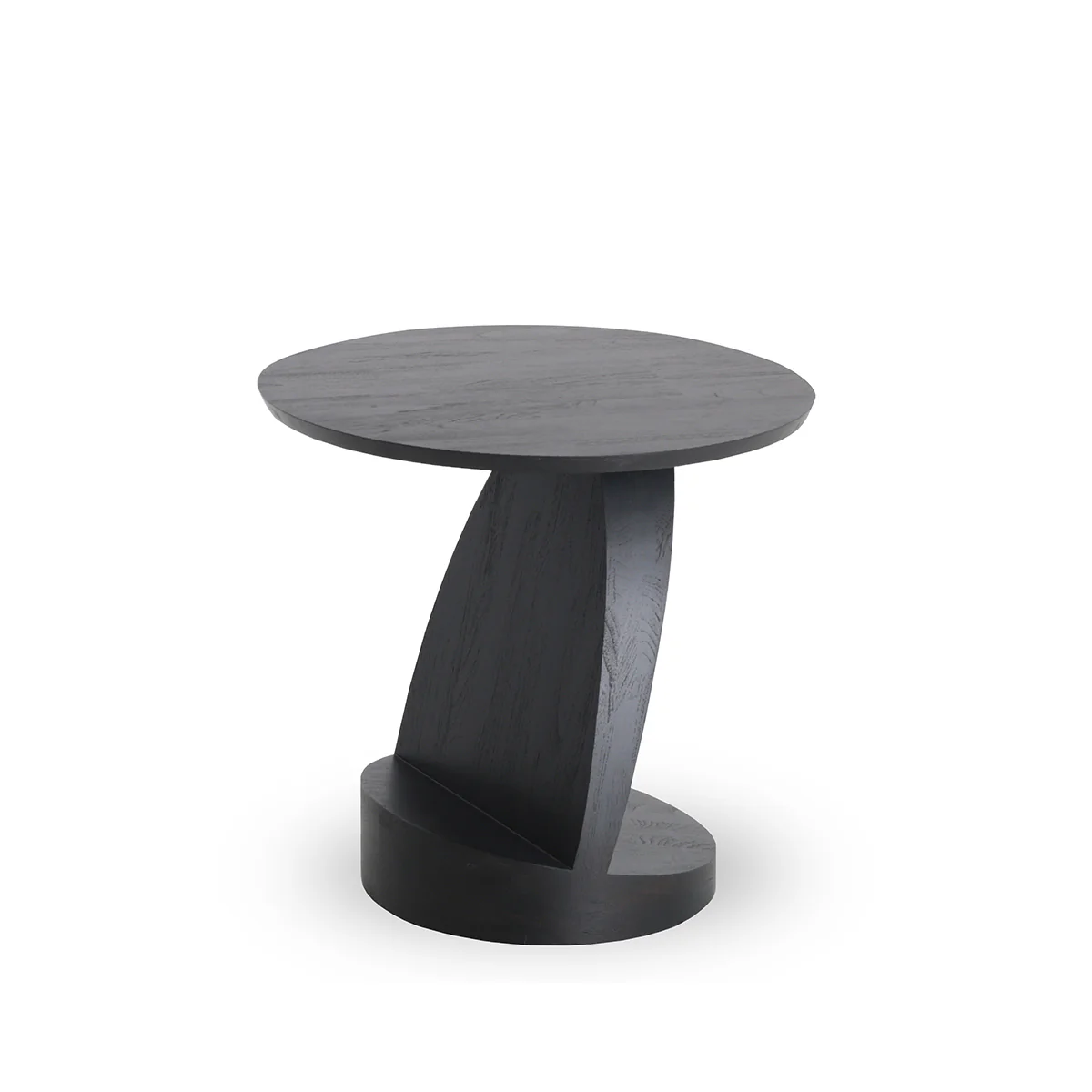 Table d'appoint Oblic en teck noir verni - Ø 52 cm
