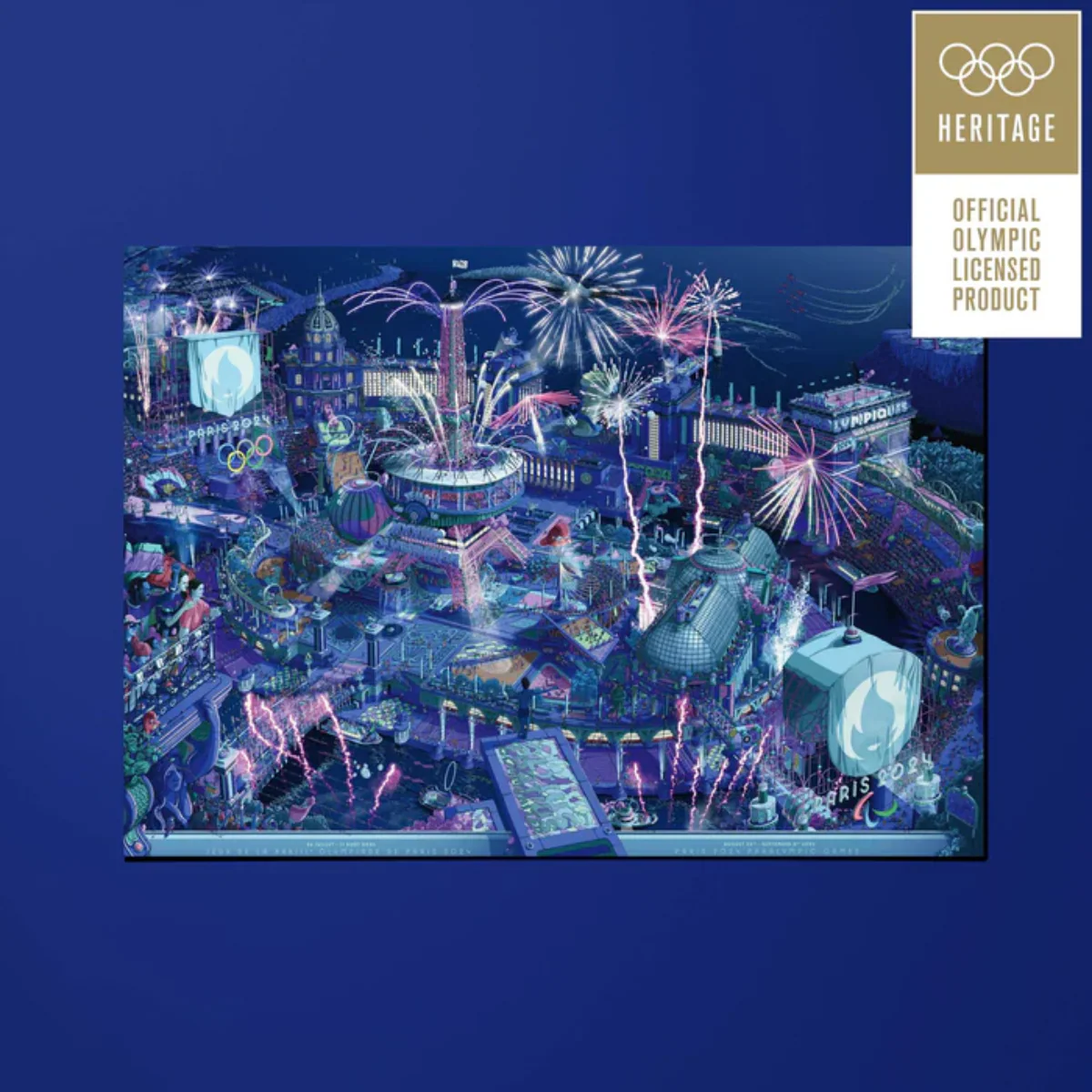 Carte postale de l'affiche Officielle des Jeux de Paris 2024 - Version Célébration - Version Panoramique