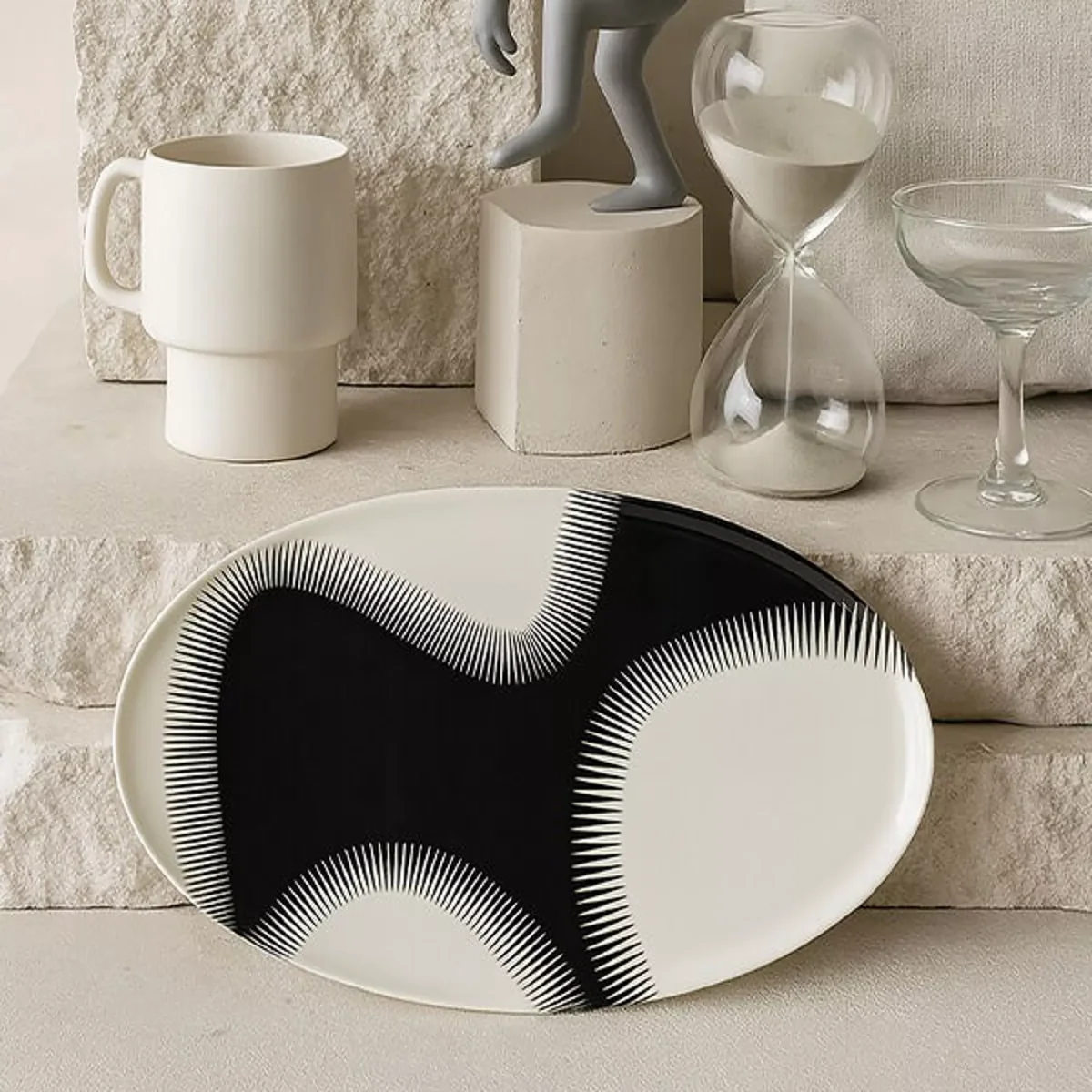 Plateau ovale Geometrica - Wave