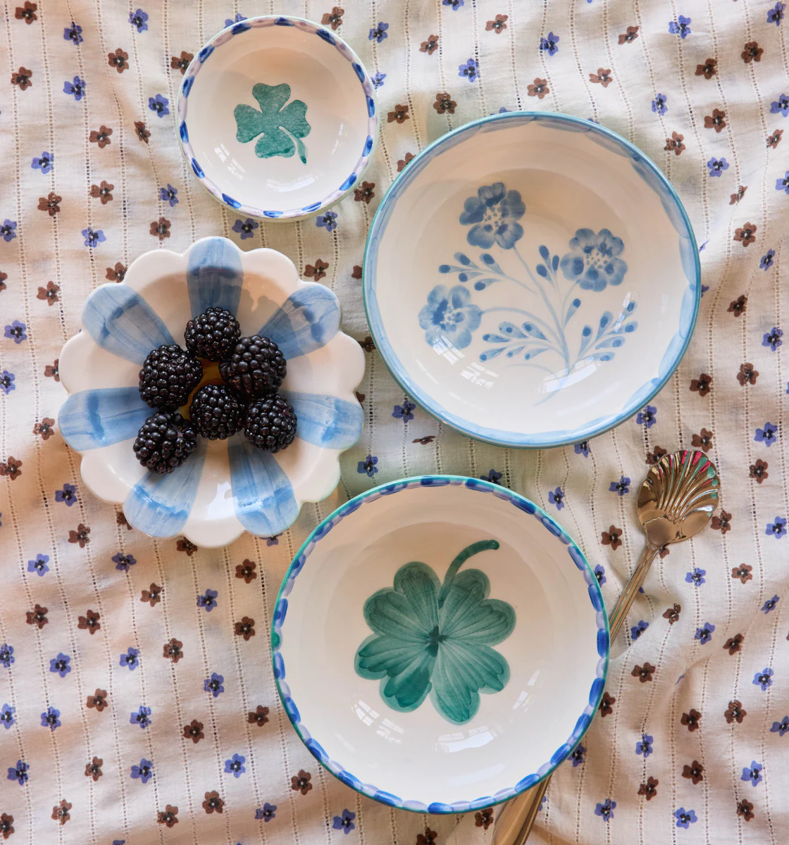 Saladier Fleurs bleus en céramique