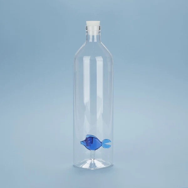 Bouteille Atlantis Blue fish en verre borosilicate - 1,2 L
