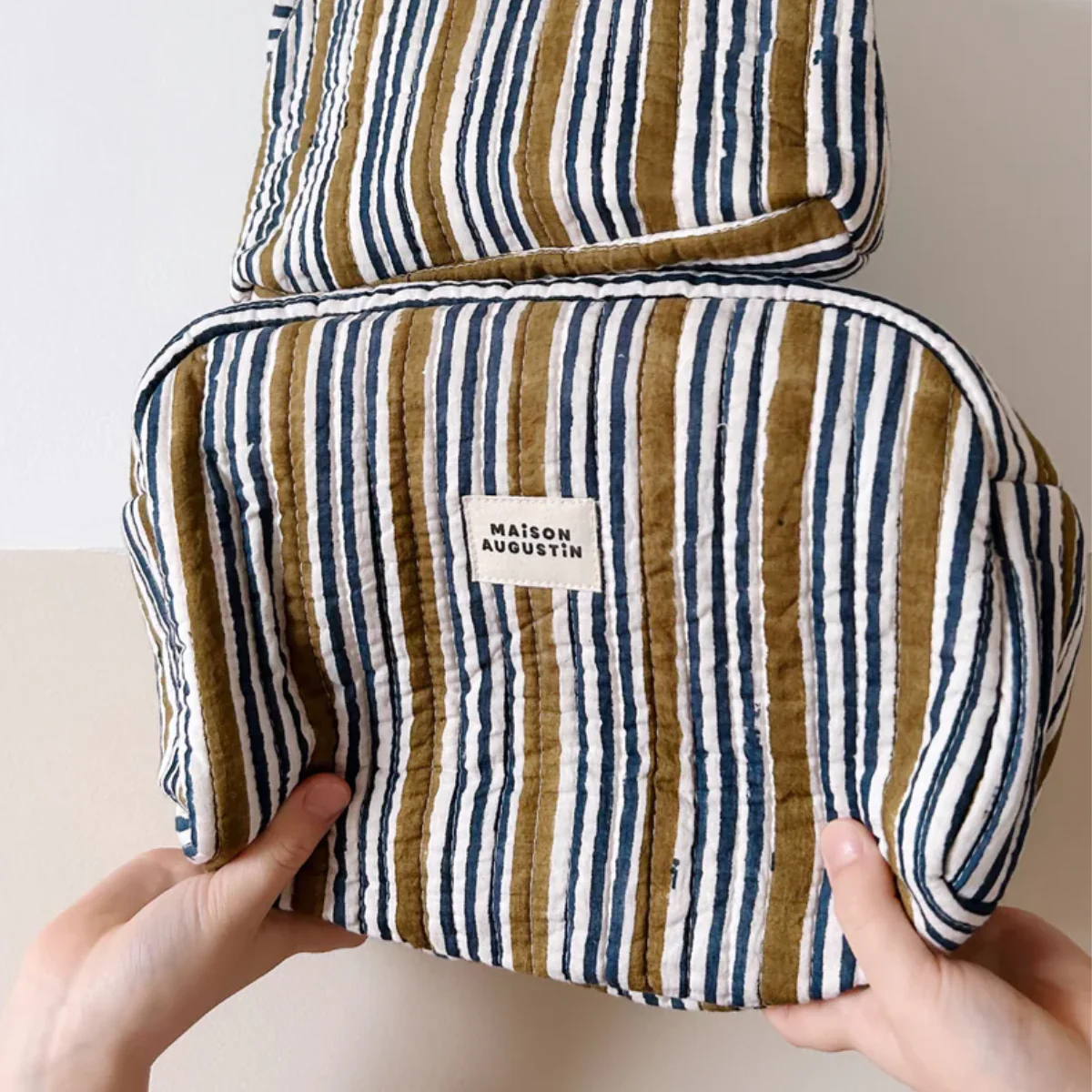 Trousse de toilette rayée Kaki