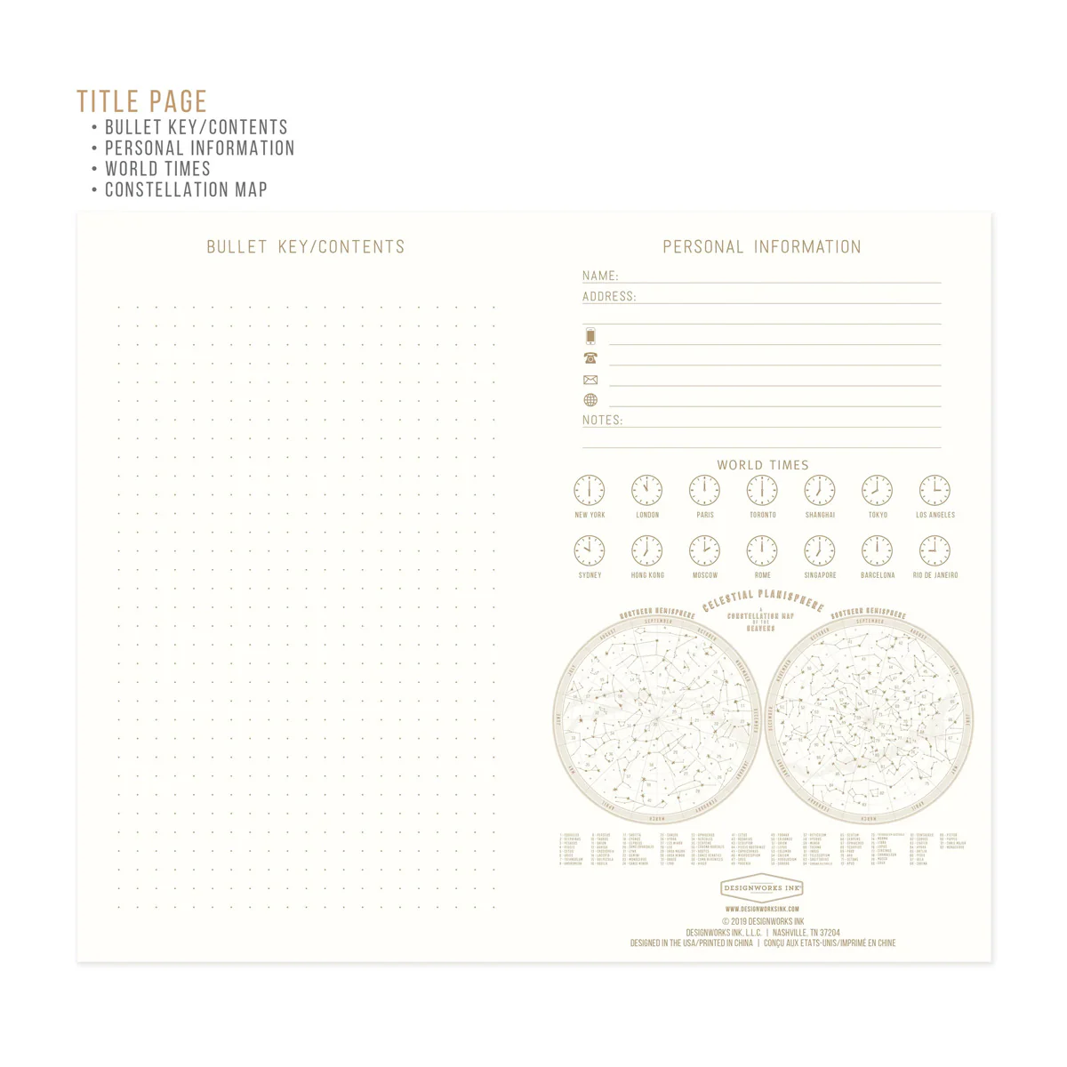 Carnet Constellations - Bleu Marine