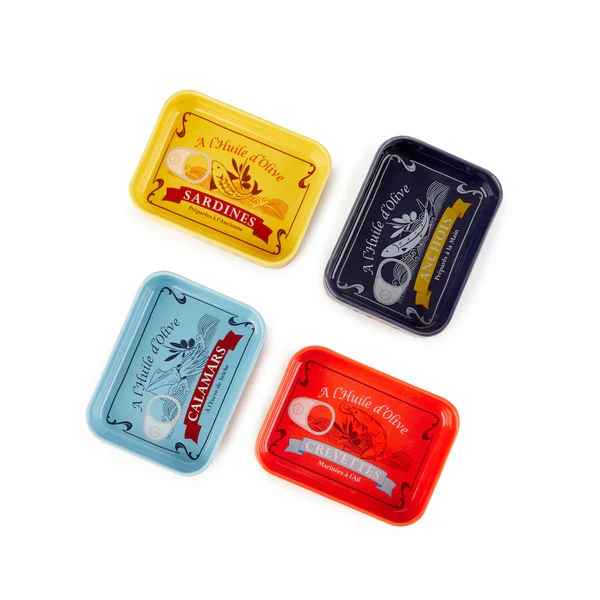 Lot de 4 mini plateaux apéritif Conserverie