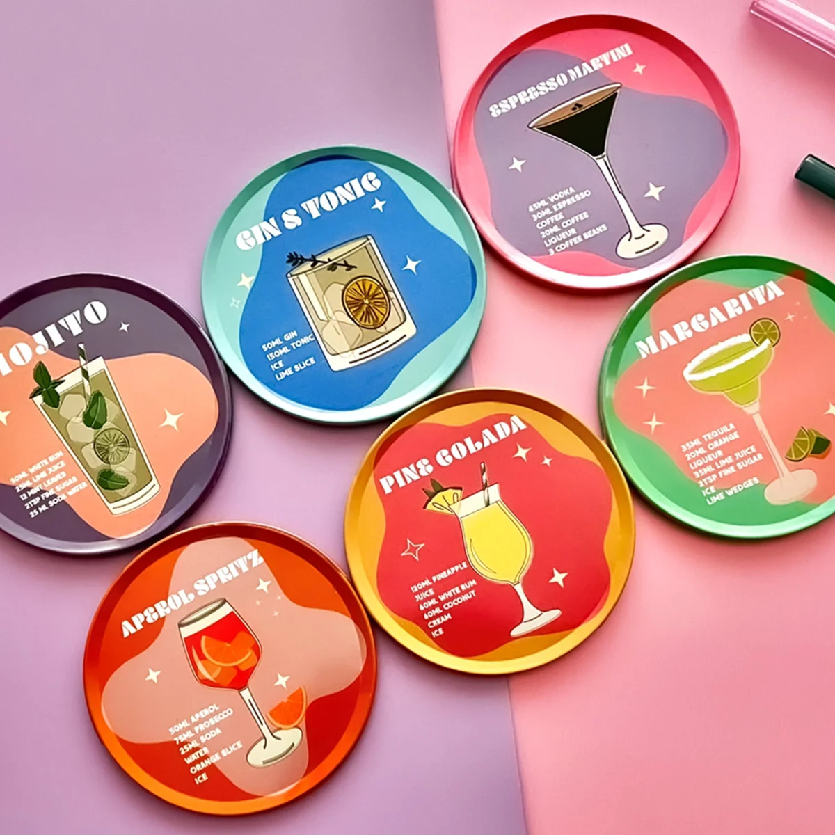 Set de 6 Dessous de Verre Cocktail