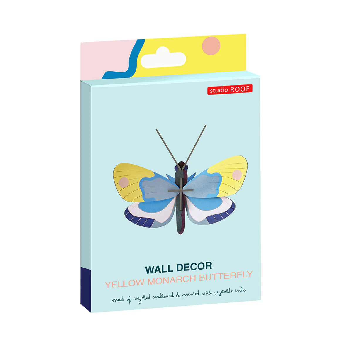 Décoration murale Papillon Monarque jaune en carton recyclé