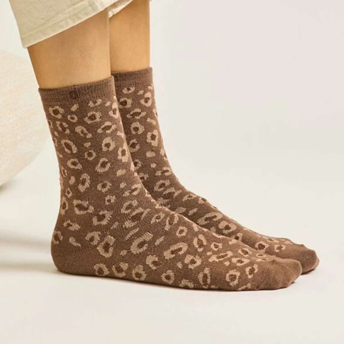 Set de 3 chaussettes fantaisie - Paillettes Léopard Marron Doré