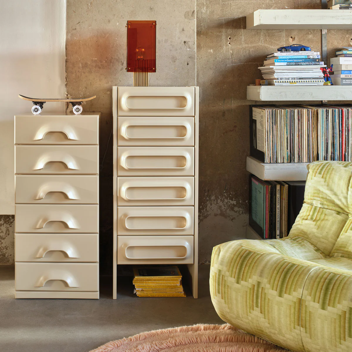 Commode Space 6 Tiroirs - 45 x 40.5 x 97.5 cm - Crème