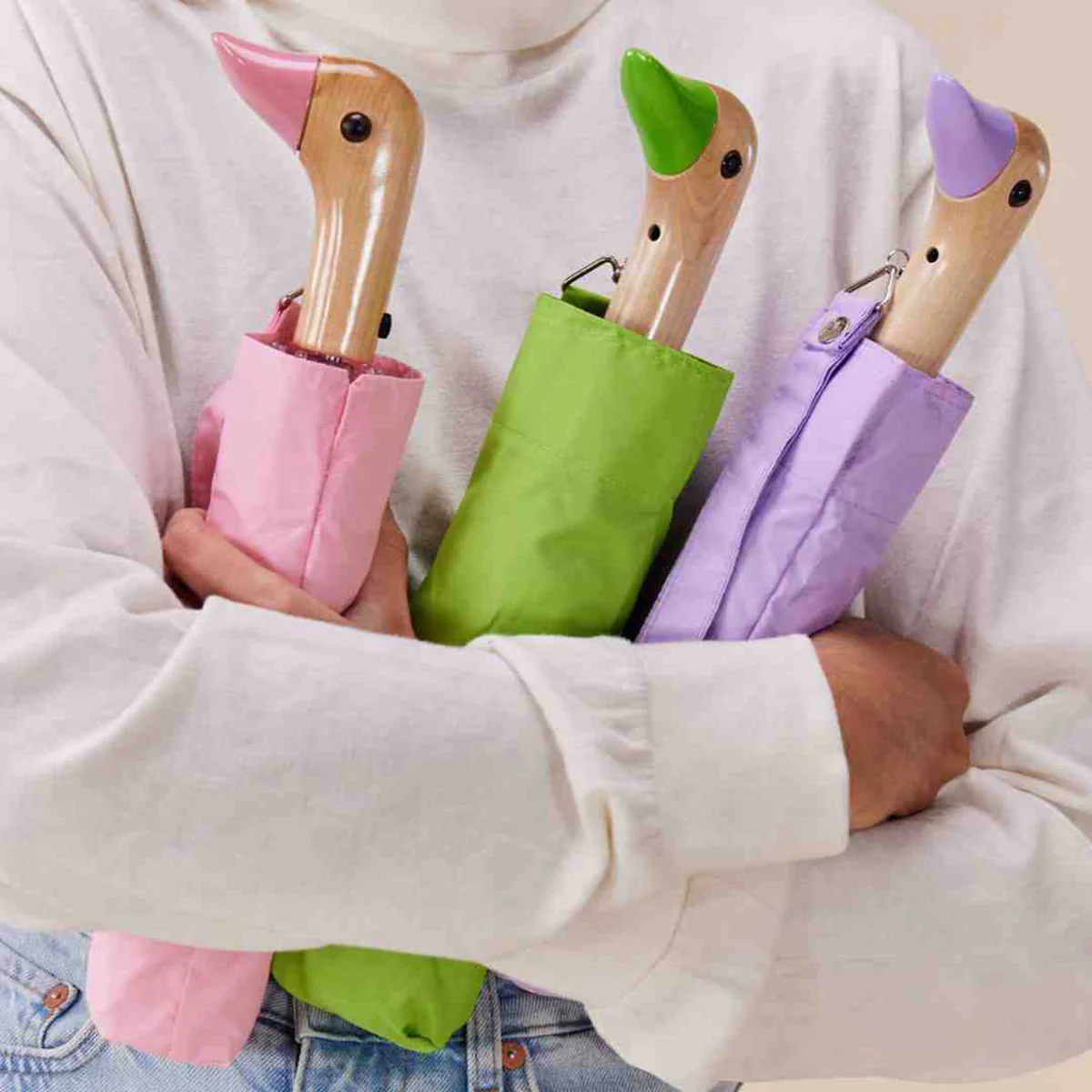 Parapluie à manche Tête de Canard - Rose