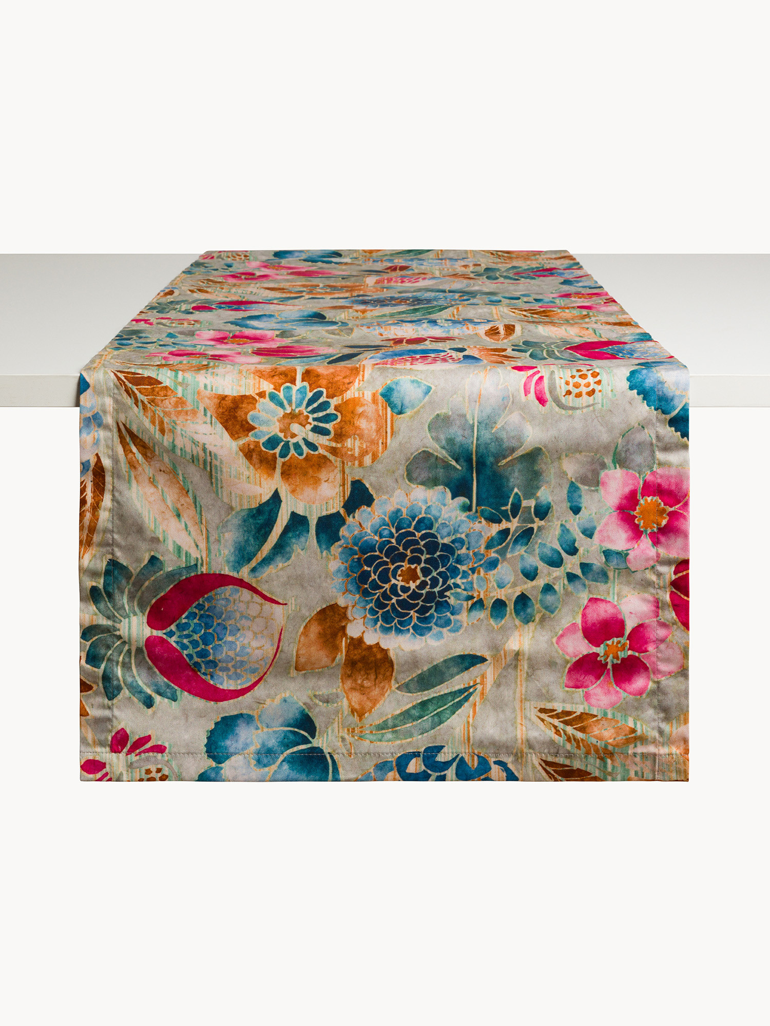 Runner in twill di puro cotone stampa floreale