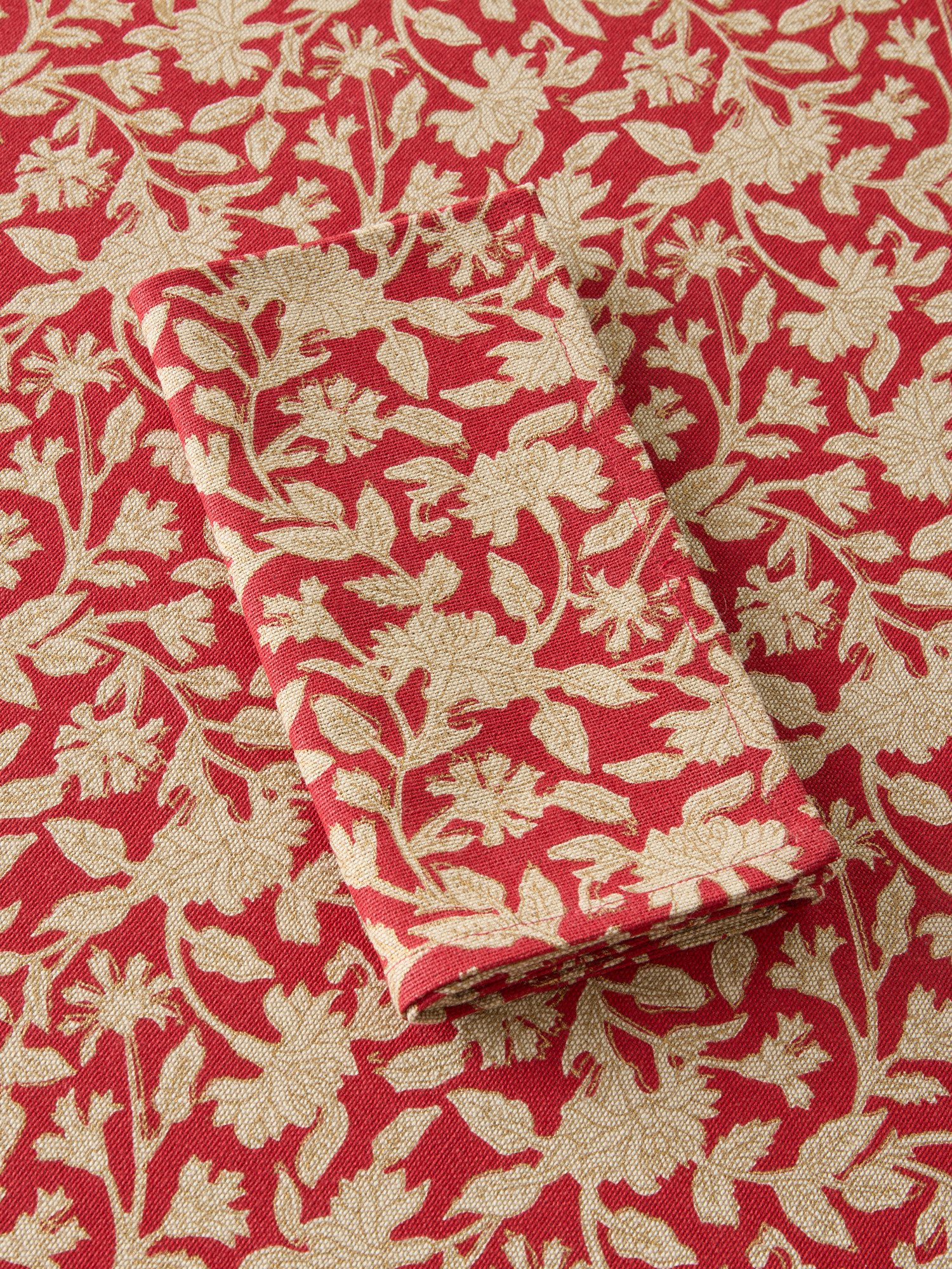 Set di 2 tovaglioli in puro cotone con stampa manuale e dettagli d'oro