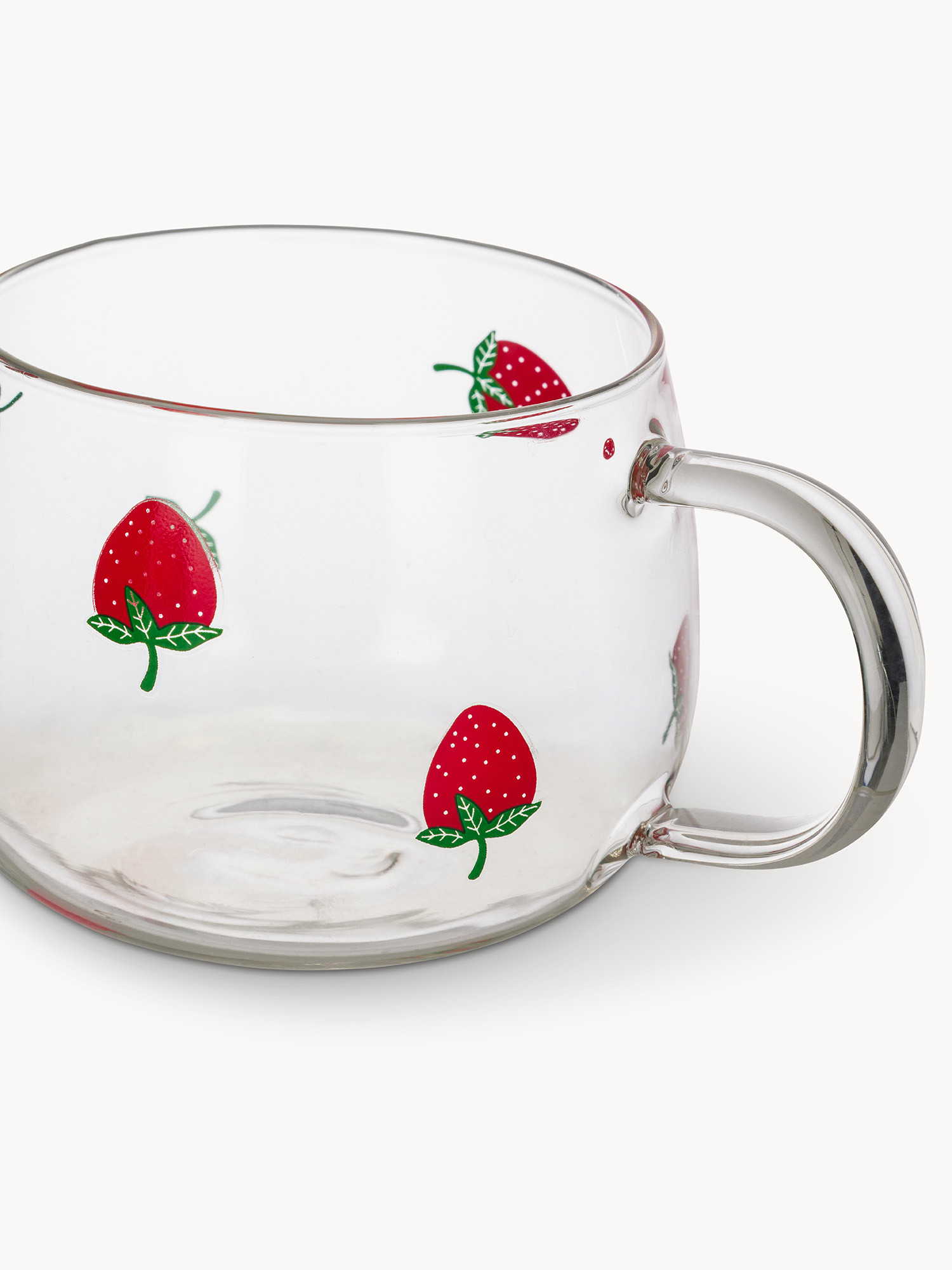 Tazza colazione vetro trasparente motivo fragoline