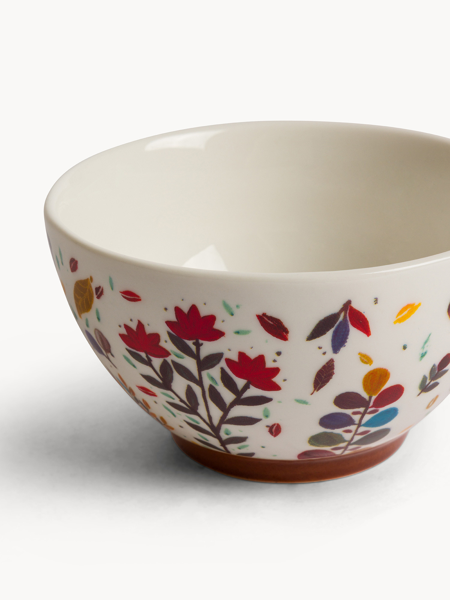 Coppetta in stoneware motivo foglioline