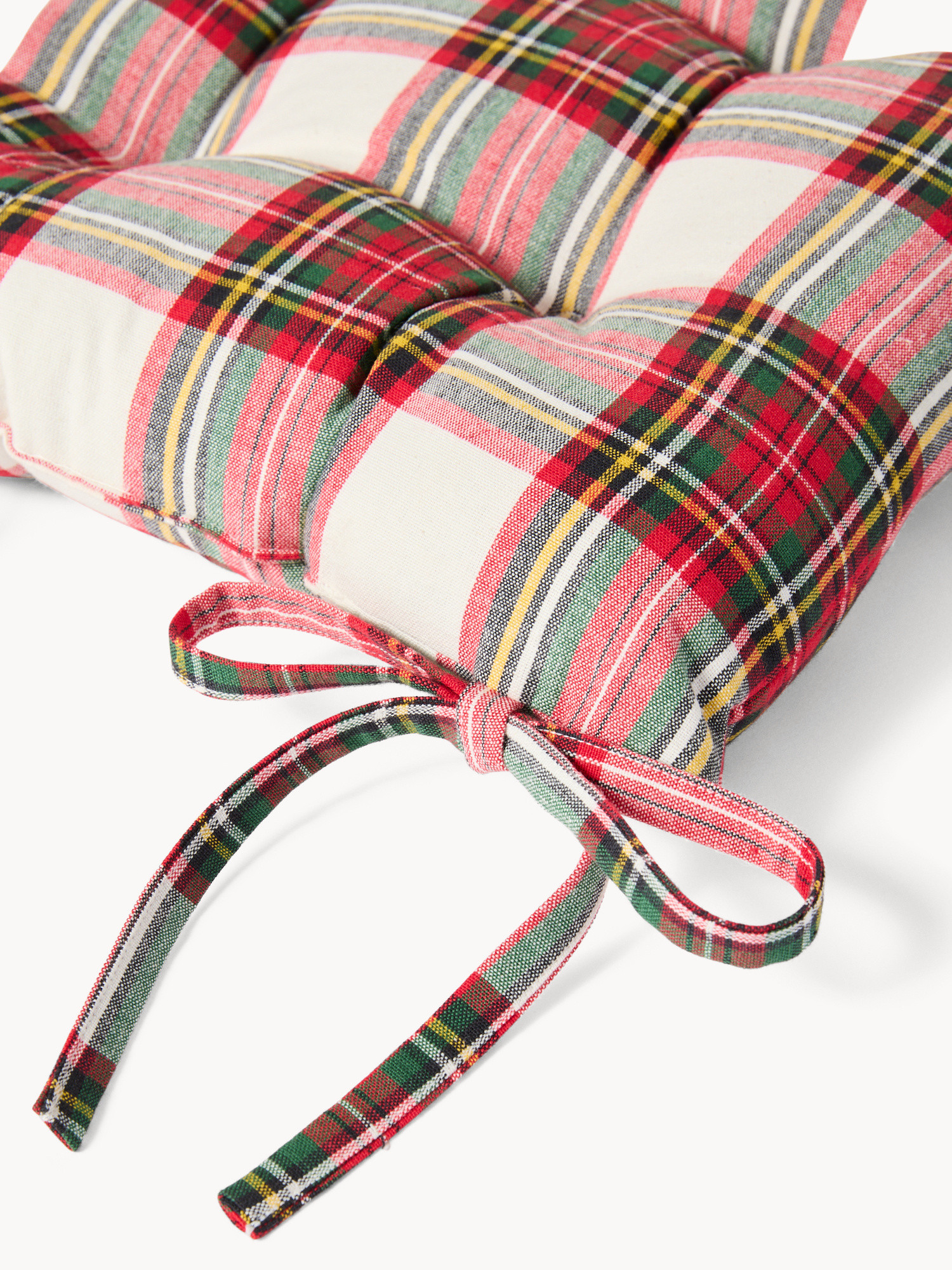 Cuscino da sedia tartan in puro cotone tinto filo