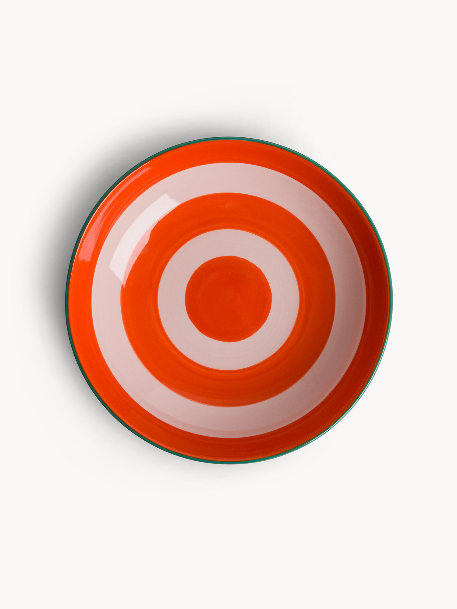 Piatto fondo in ceramica a righe circolari