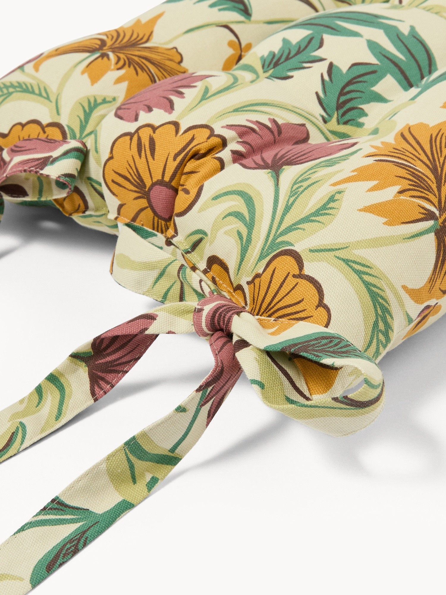 Cuscino da sedia con lacci in panama di cotone con stampa floreale stile western - Prezzo di lancio