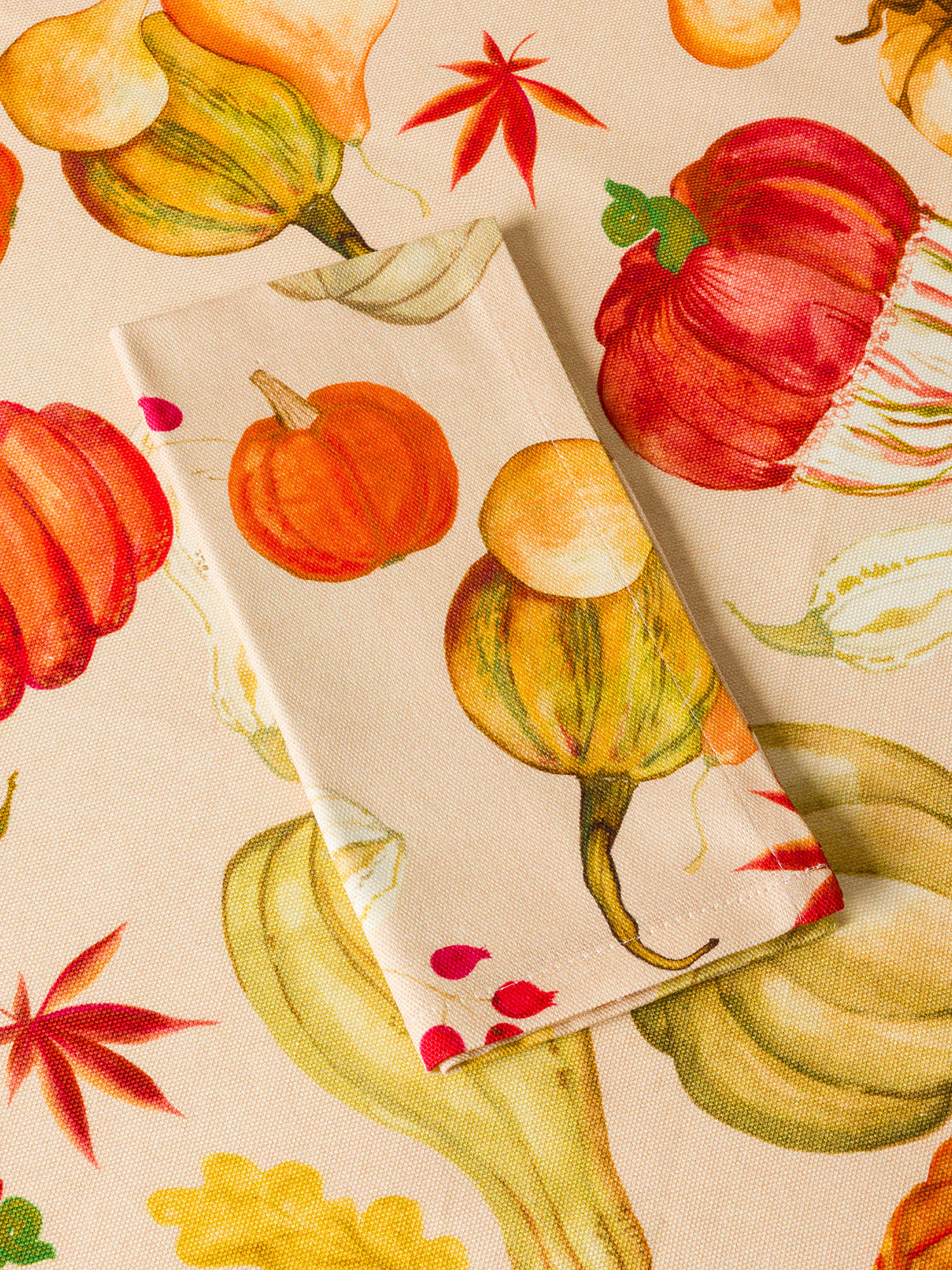 Set 2 tovaglioli in panama di puro cotone stampa zucche