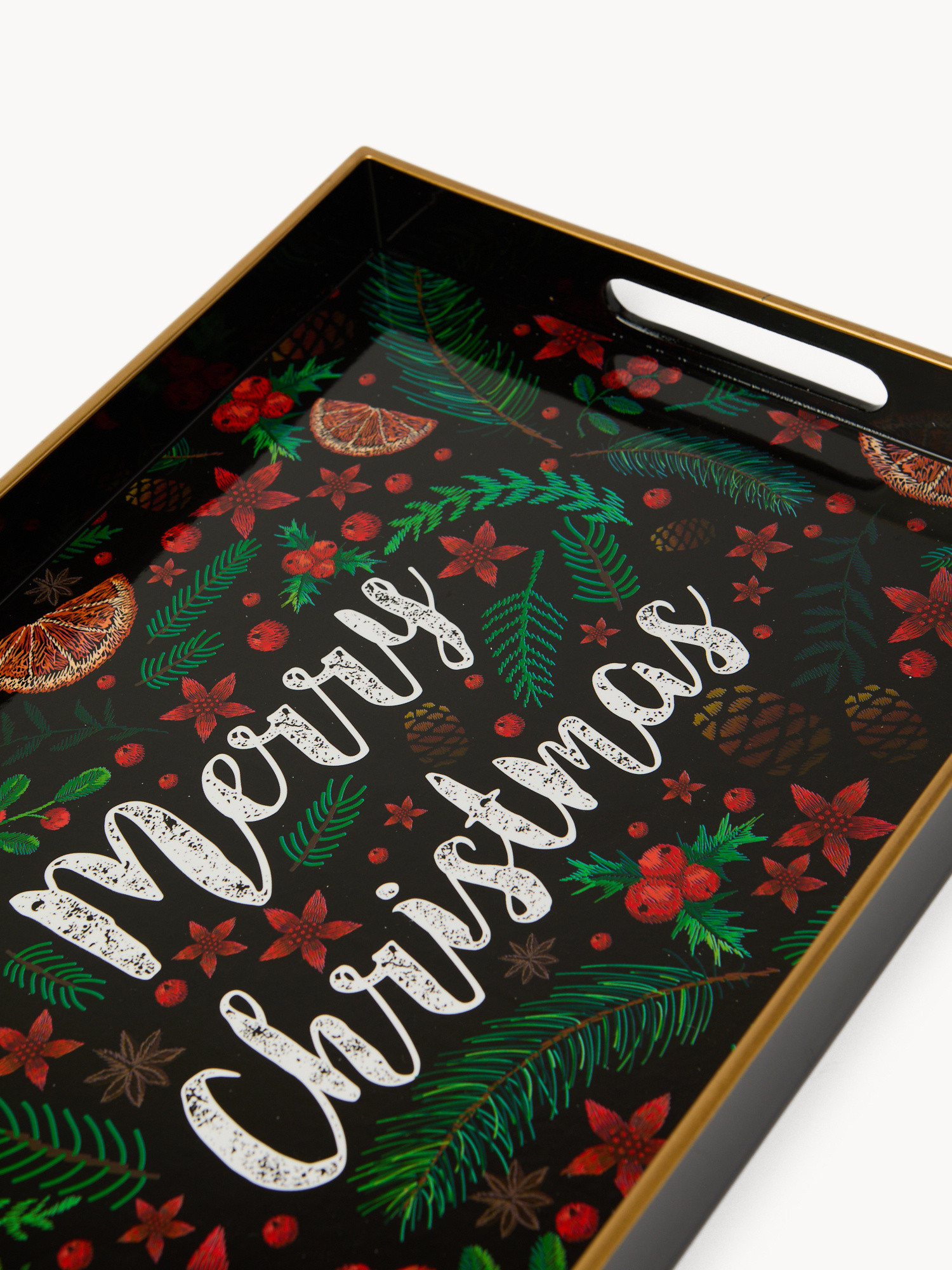 Vassoio rettangolare motivo Merry Christmas