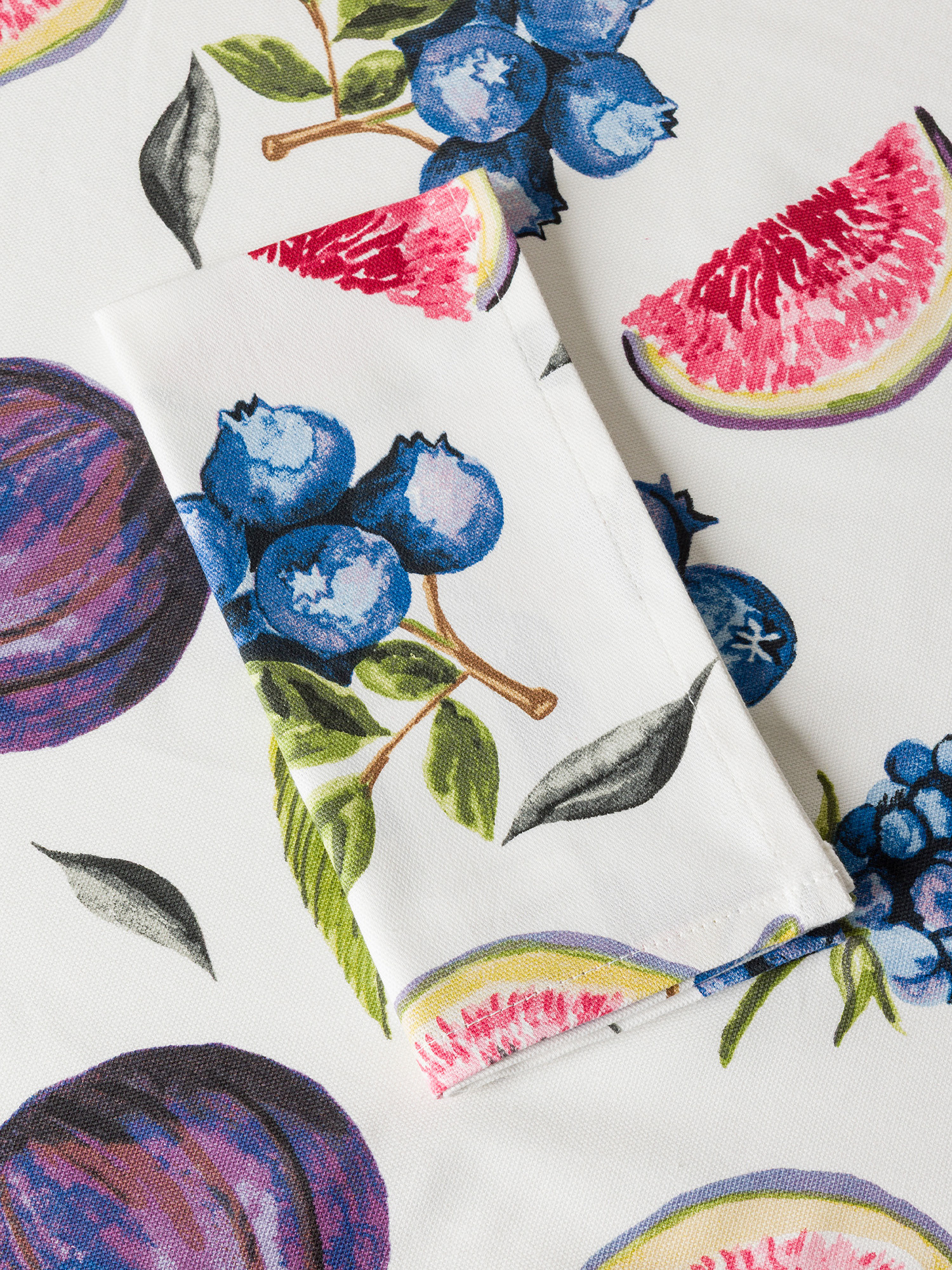 Tovaglia in panama di puro cotone con stampa fichi