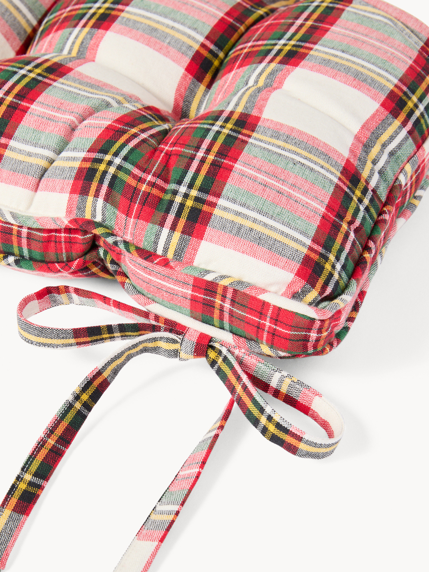 Cuscino da sedia tartan a materasso in puro cotone tinto filo