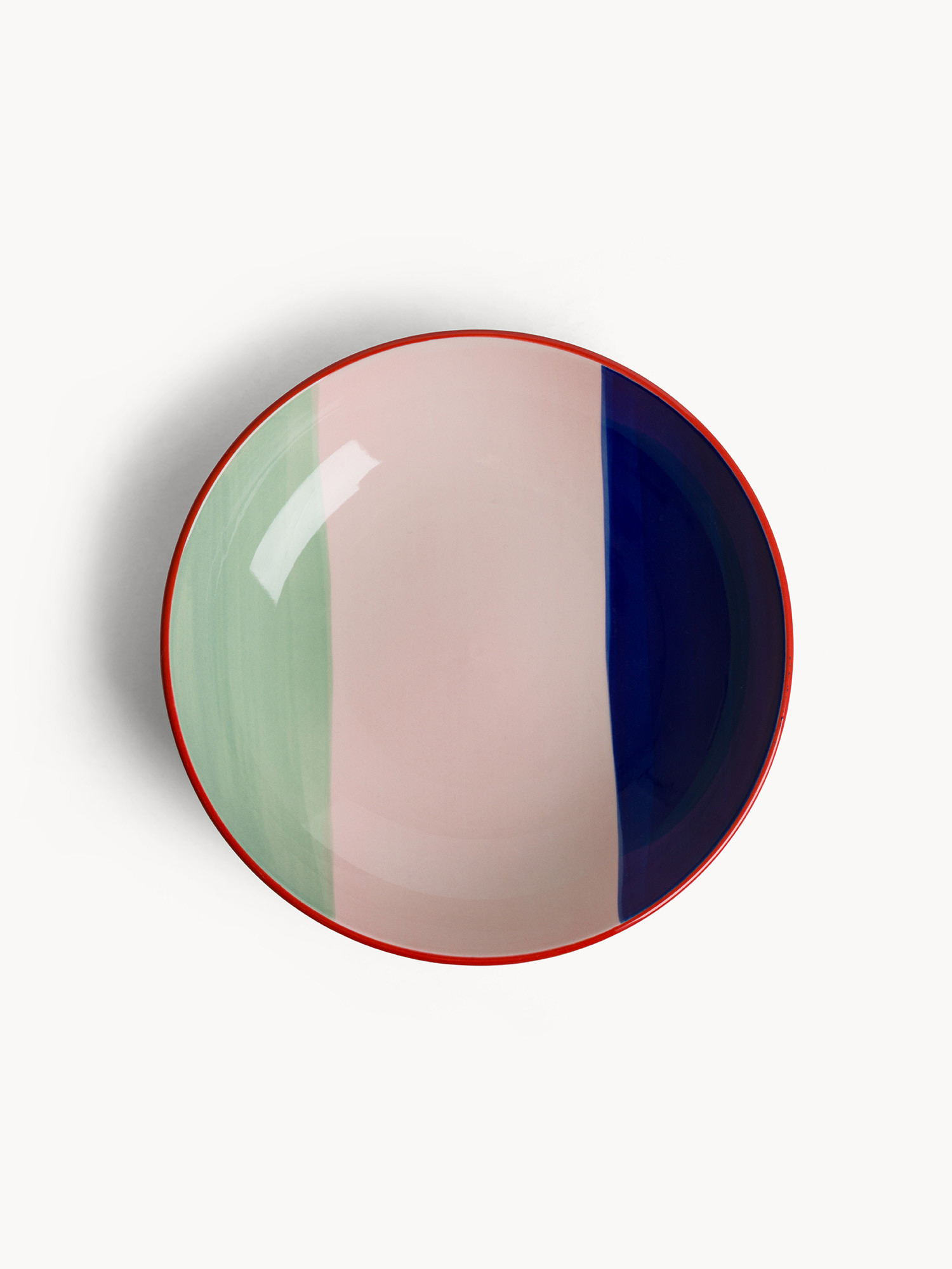 Piatto fondo in ceramica a righe colorate