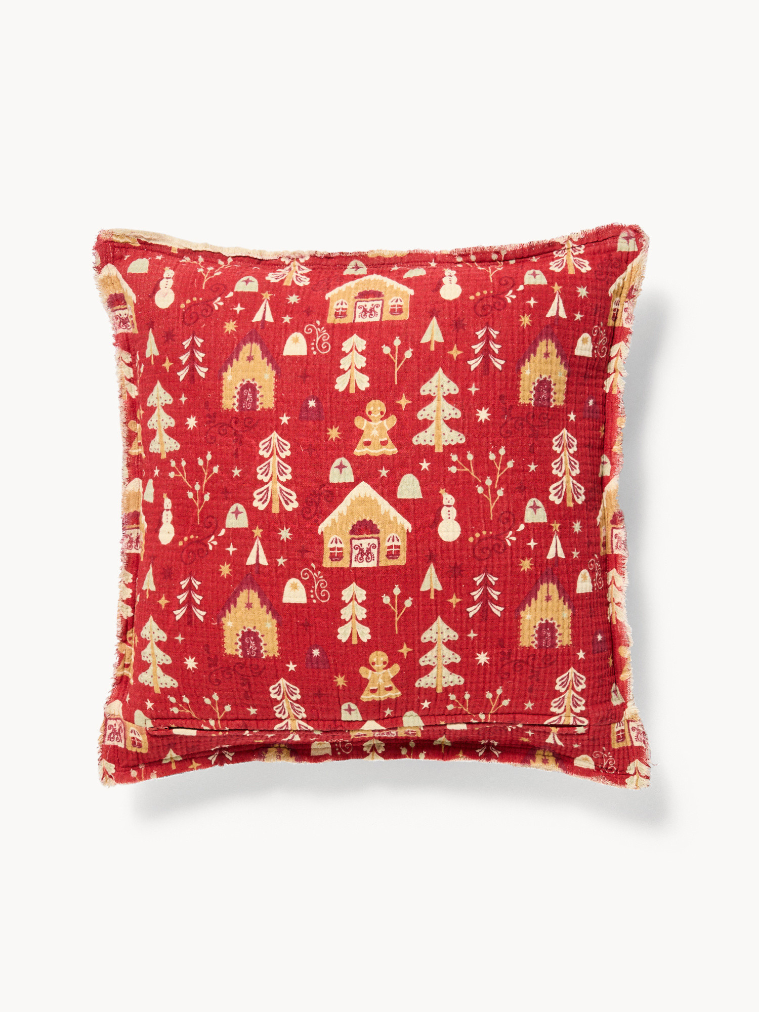 Cuscino 50x50 in garza di cotone con frangette