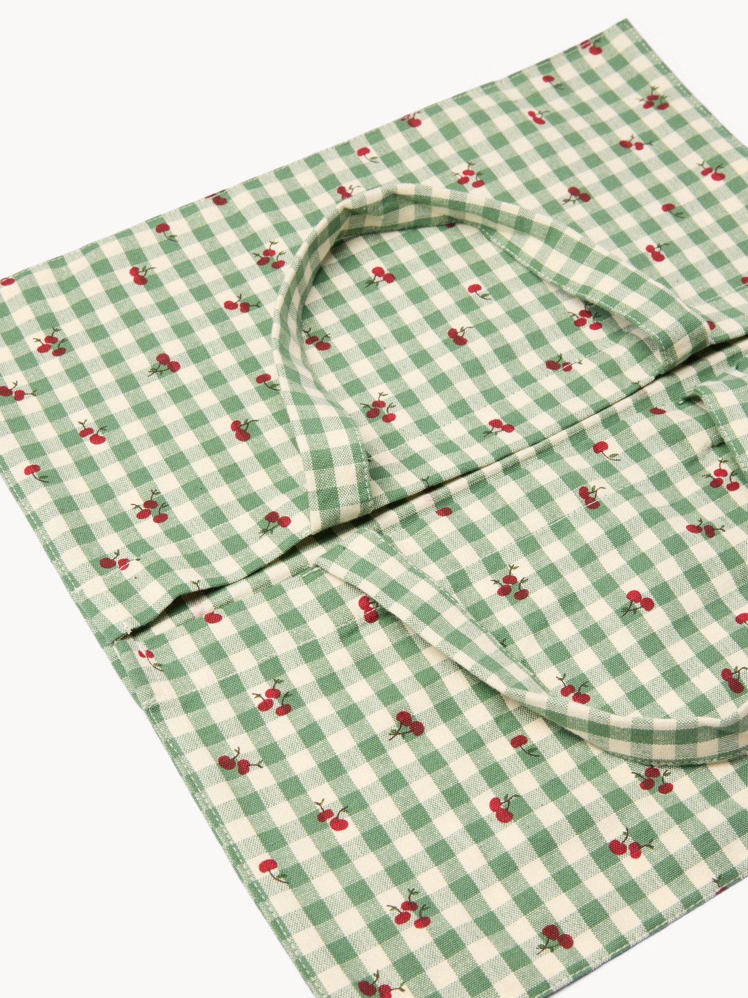 Borsa per porta in puro cotone vichy con stampa ciliegie - Prezzo di lancio