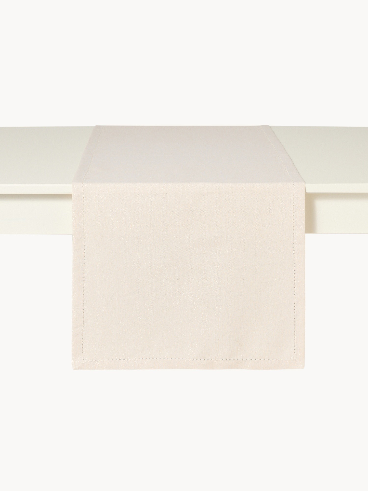 Runner in cotone e lurex con orlo &agrave; jour