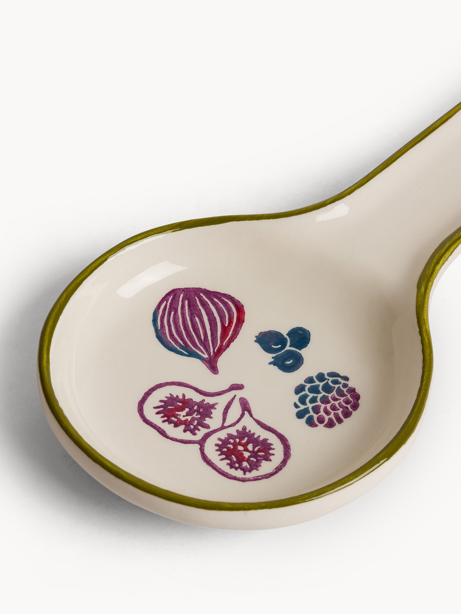 Porta mestolo in ceramica motivo fichi dipinto a mano