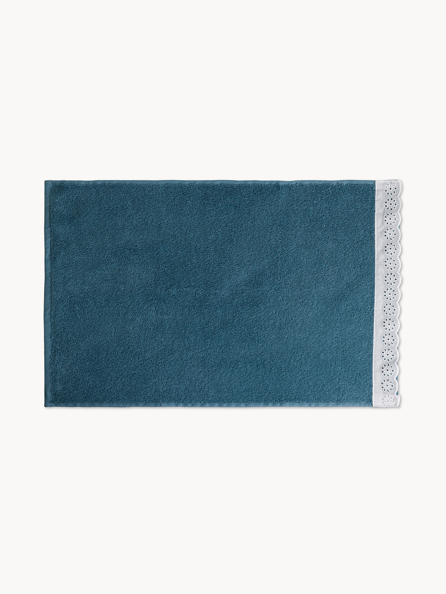 Asciugamano in puro cotone bordo sangallo