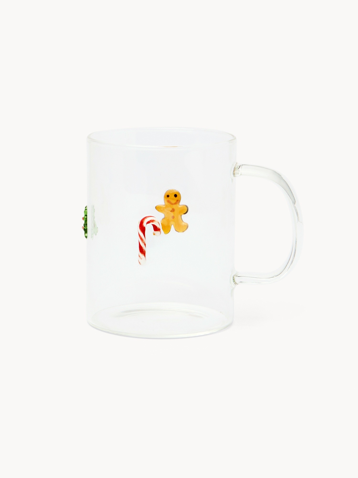 Mug in vetro borosilicato con applicazioni natalizie