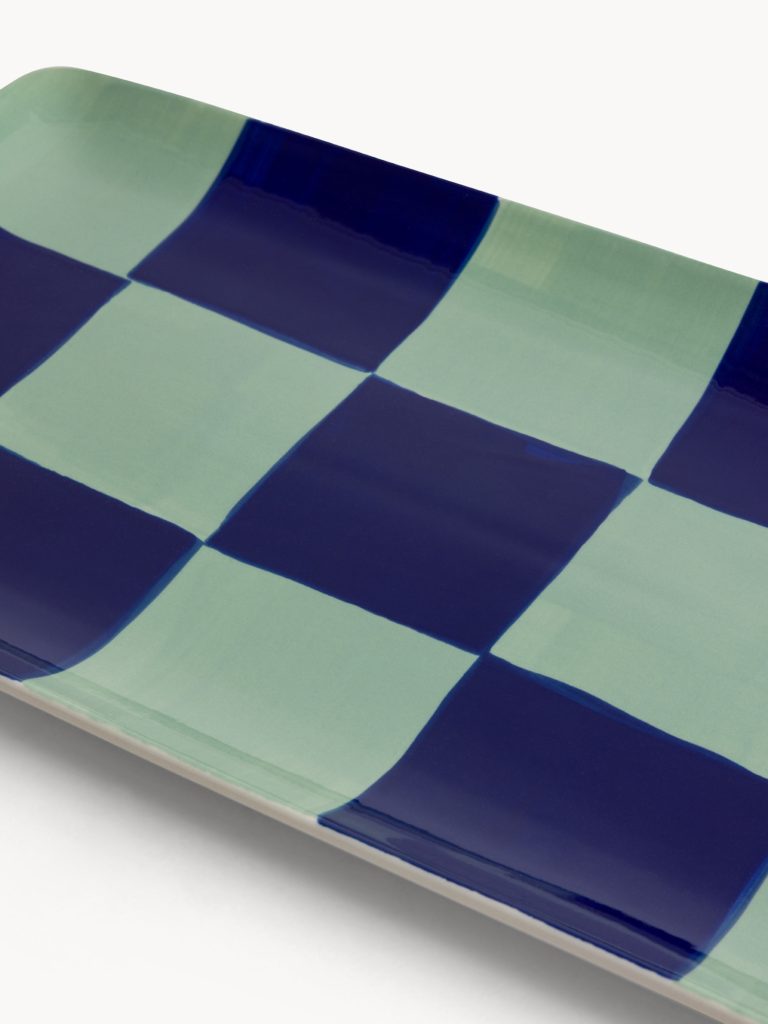 Vassoio in ceramica motivo check