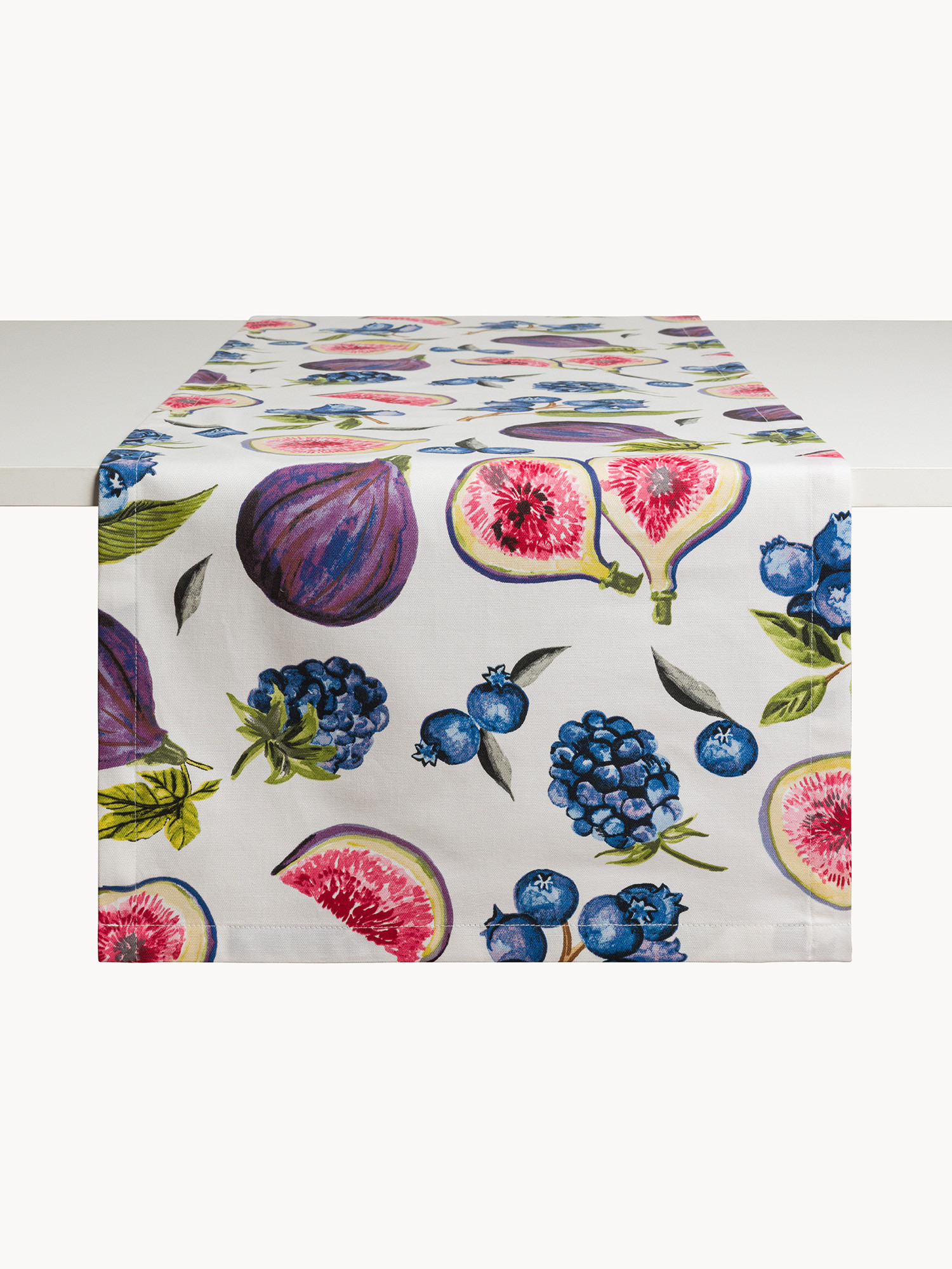 Runner in panama di puro cotone stampa fichi