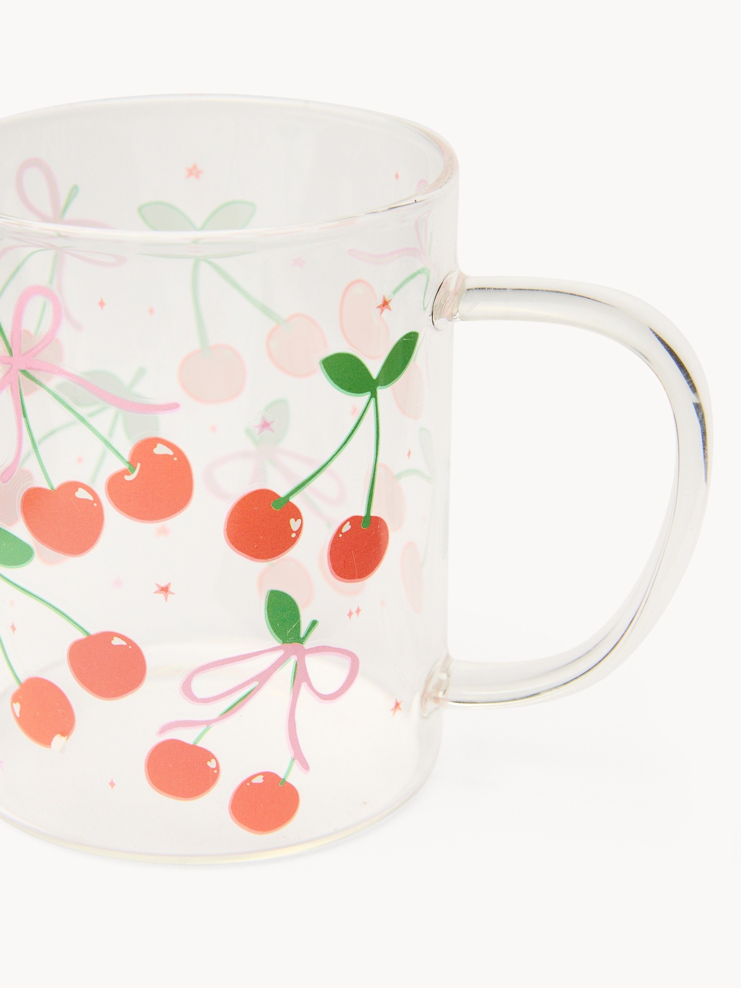 Mug in vetro motivo ciliegie - Prezzo di lancio