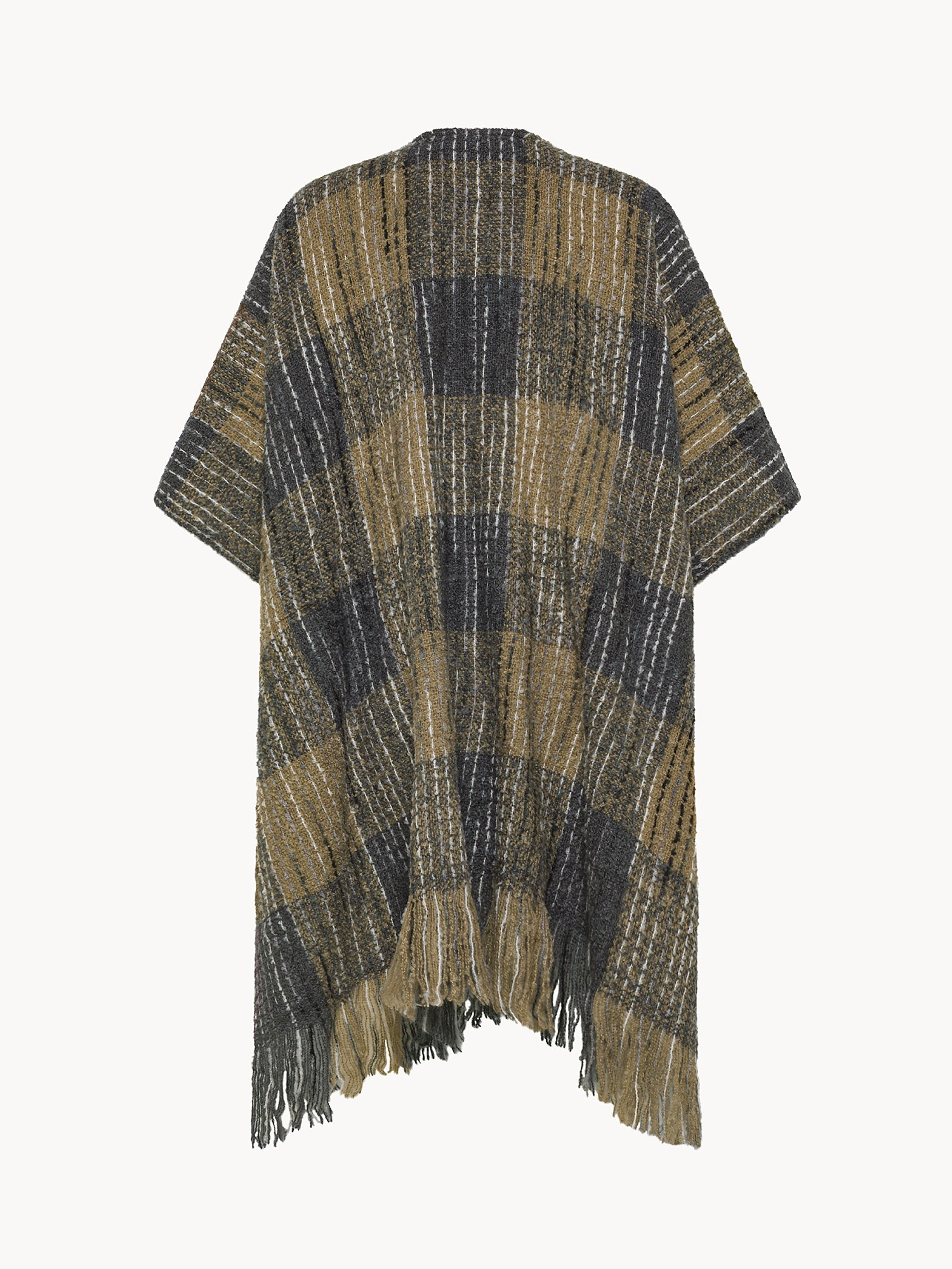 Poncho boucl&eacute; motivo tartan