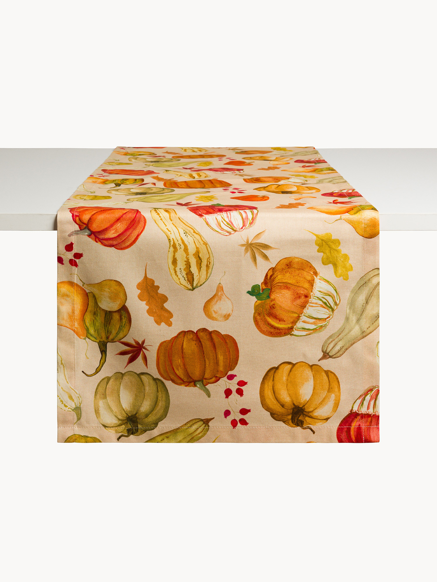 Runner in panama di puro cotone stampa zucche