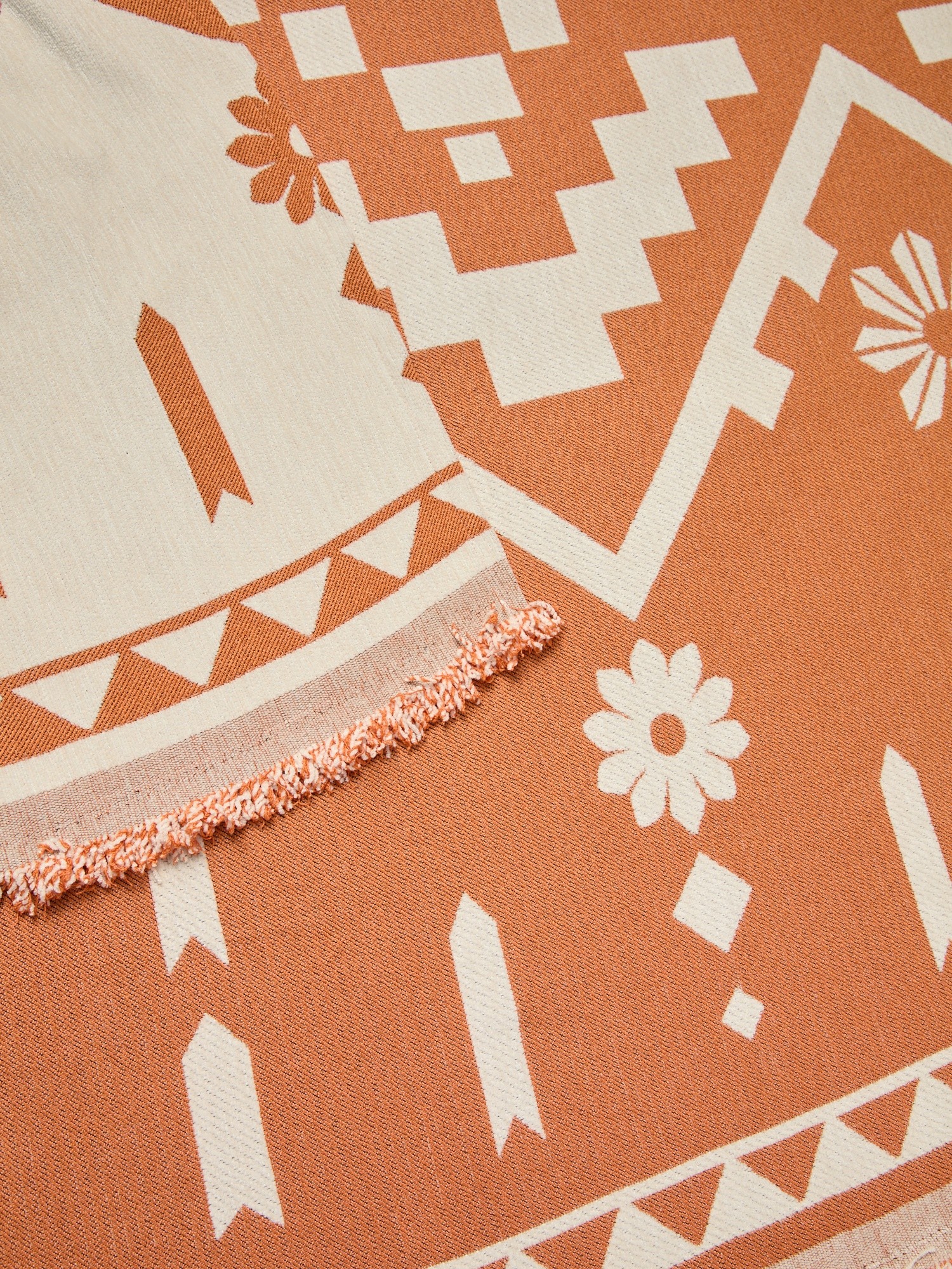 Telo arredo in ciniglia stampato con frangette - Prezzo di lancio